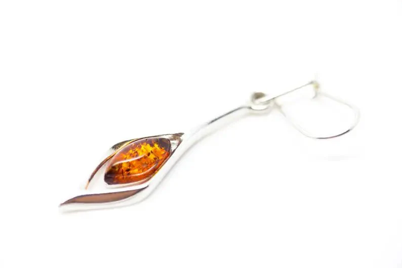 Small Droplet Amber Dangle Earrings - Image 3