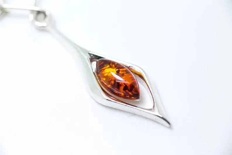 Small Droplet Amber Dangle Earrings - Image 5