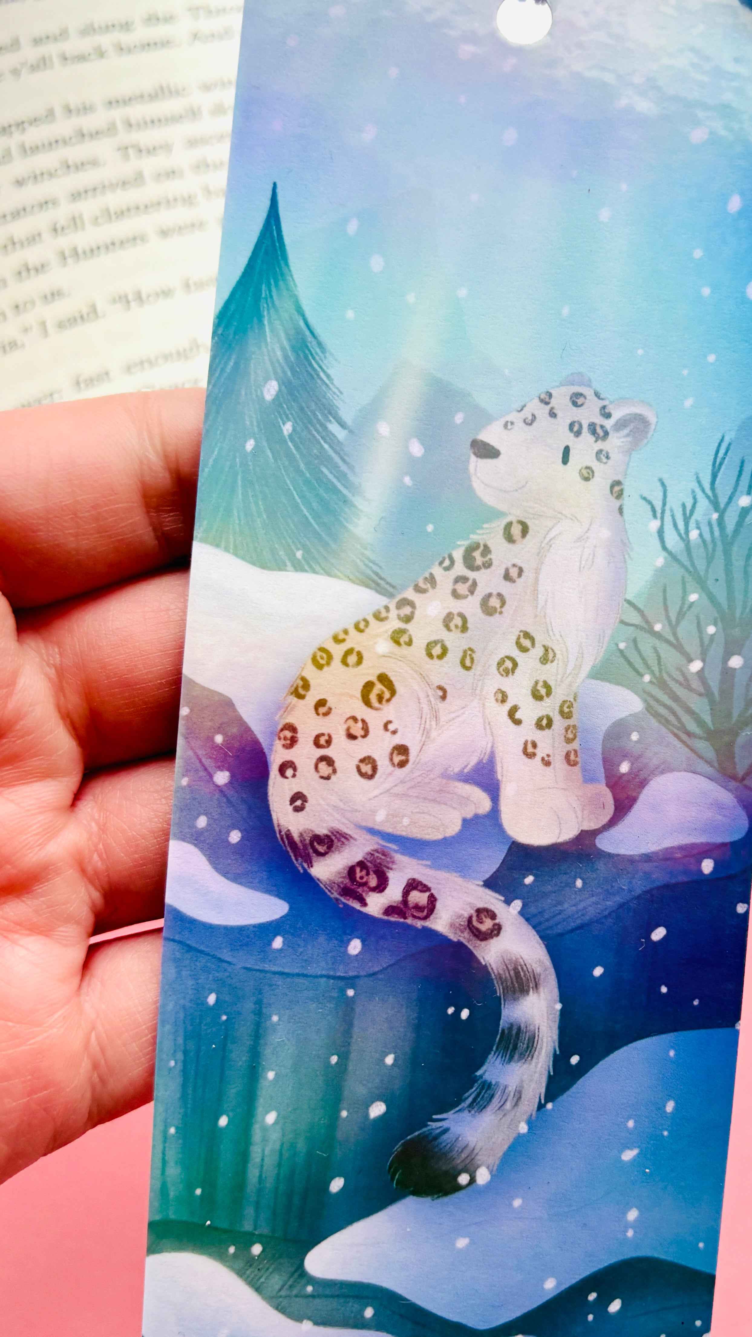 Snow Leopard Bookmark- Illustrated, Nature-Inspired Reading Gift - Image 5