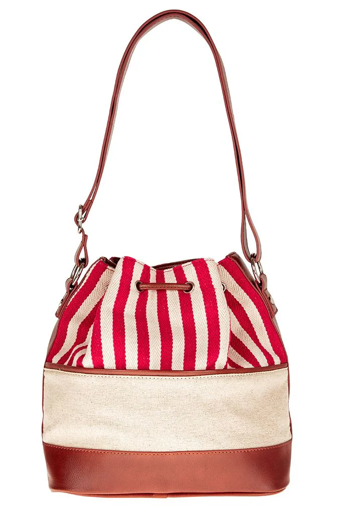 Southampton Red & White Stripe Bucket Bag - Image 3
