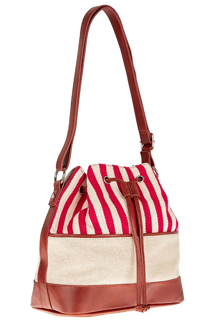 Southampton Red & White Stripe Bucket Bag - Image 4