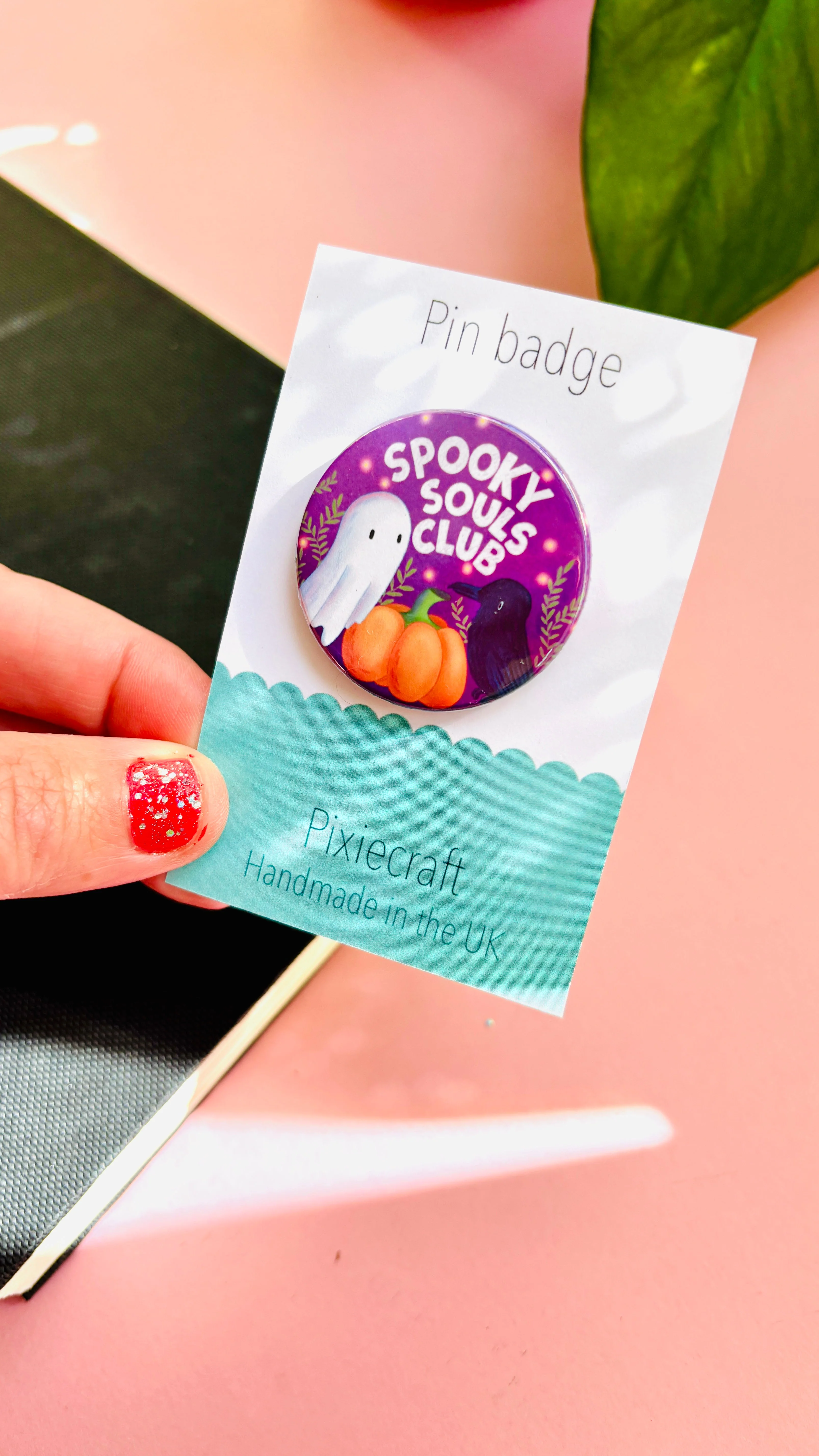 Spooky Souls Club – Cute Ghost Halloween Badge or Magnet (38mm) - Image 3