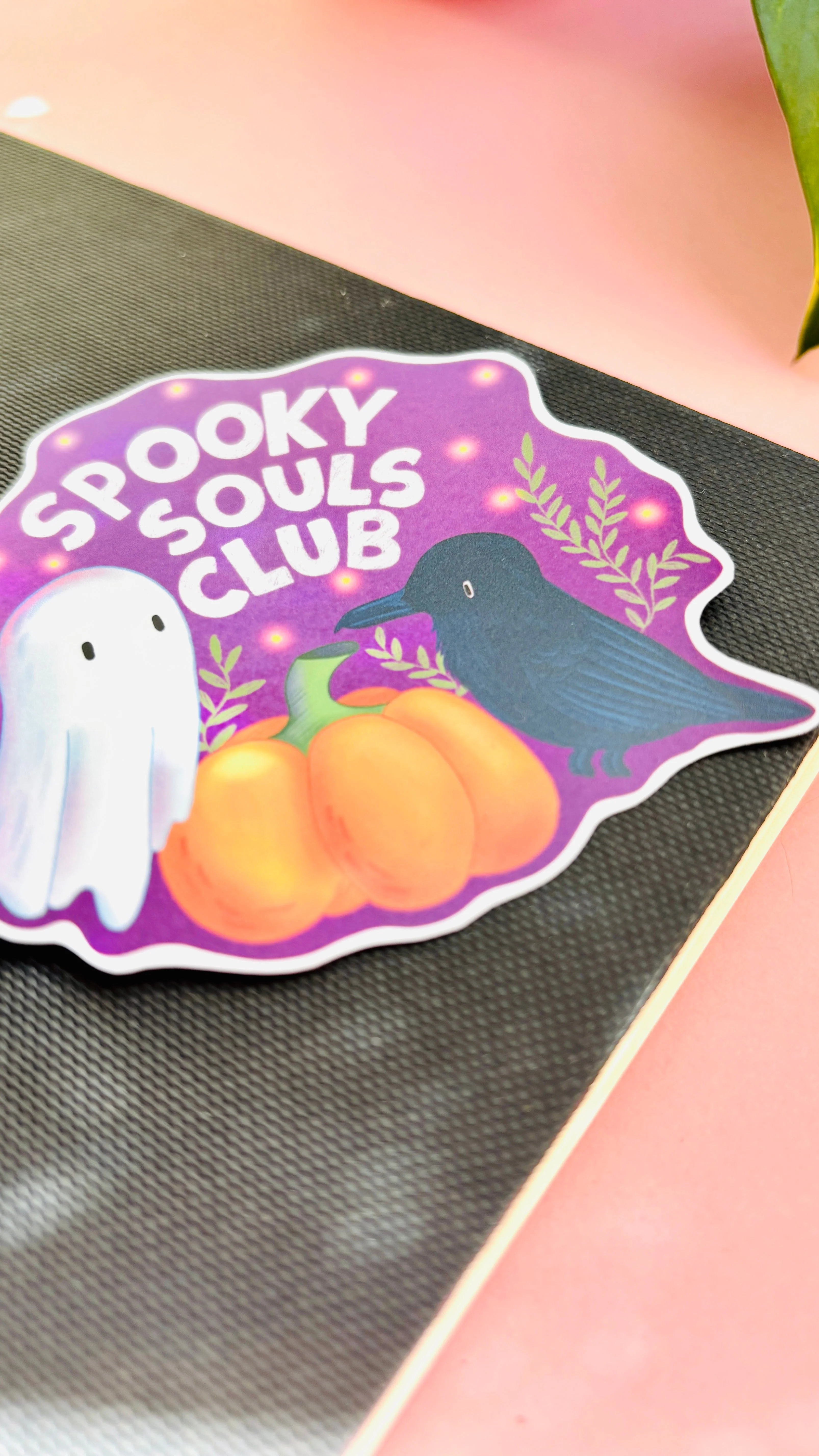 Spooky Souls Club Vinyl Sticker – Cute Ghost, Pumpkin & Raven Halloween Sticker - Image 3