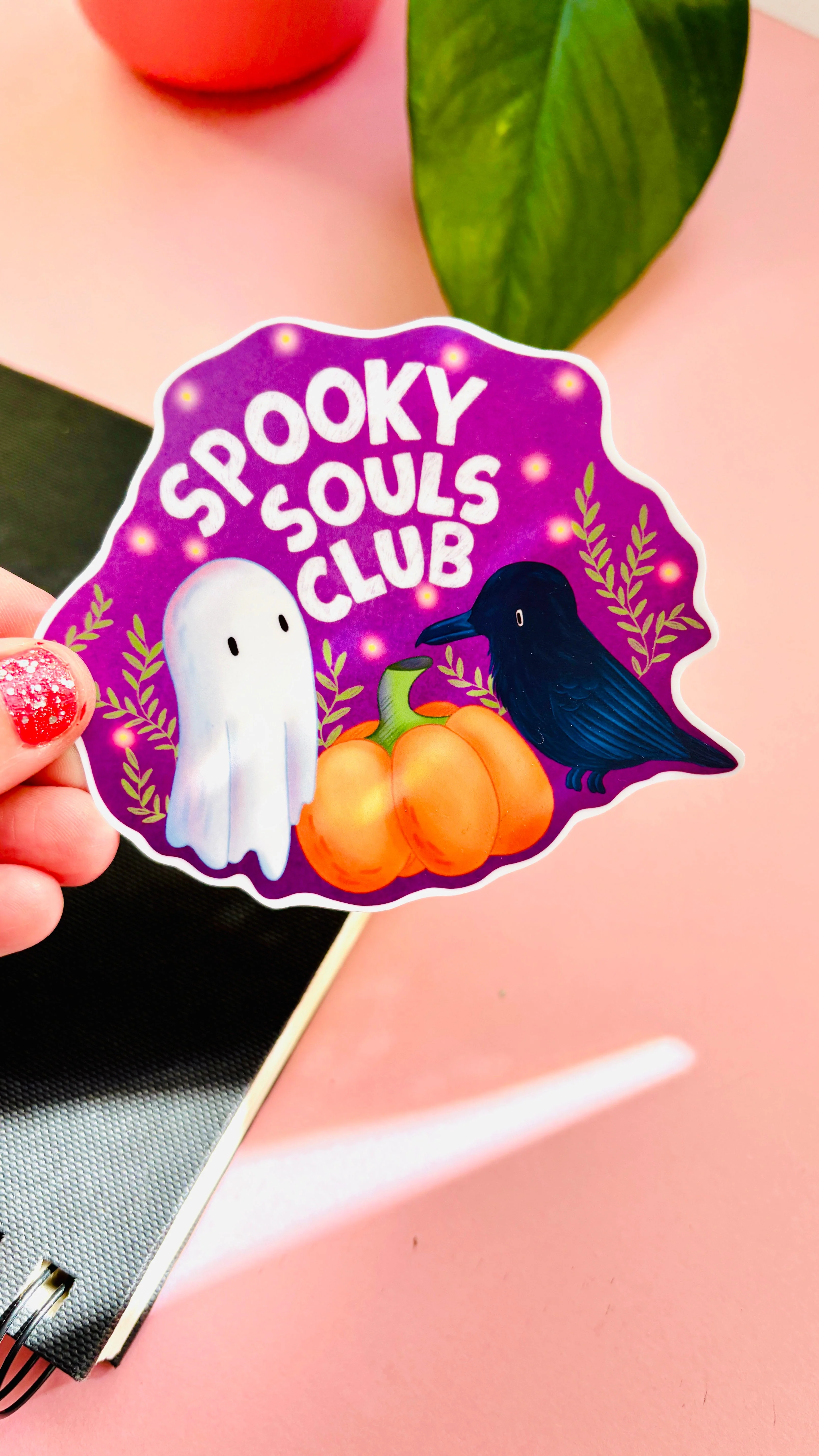 Spooky Souls Club Vinyl Sticker – Cute Ghost, Pumpkin & Raven Halloween Sticker - Image 4