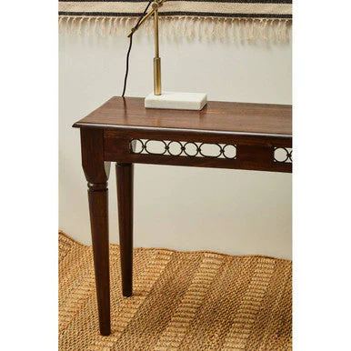 Dark Sheesham Wood Console Table with Iron Finishings, Srina - Image 5