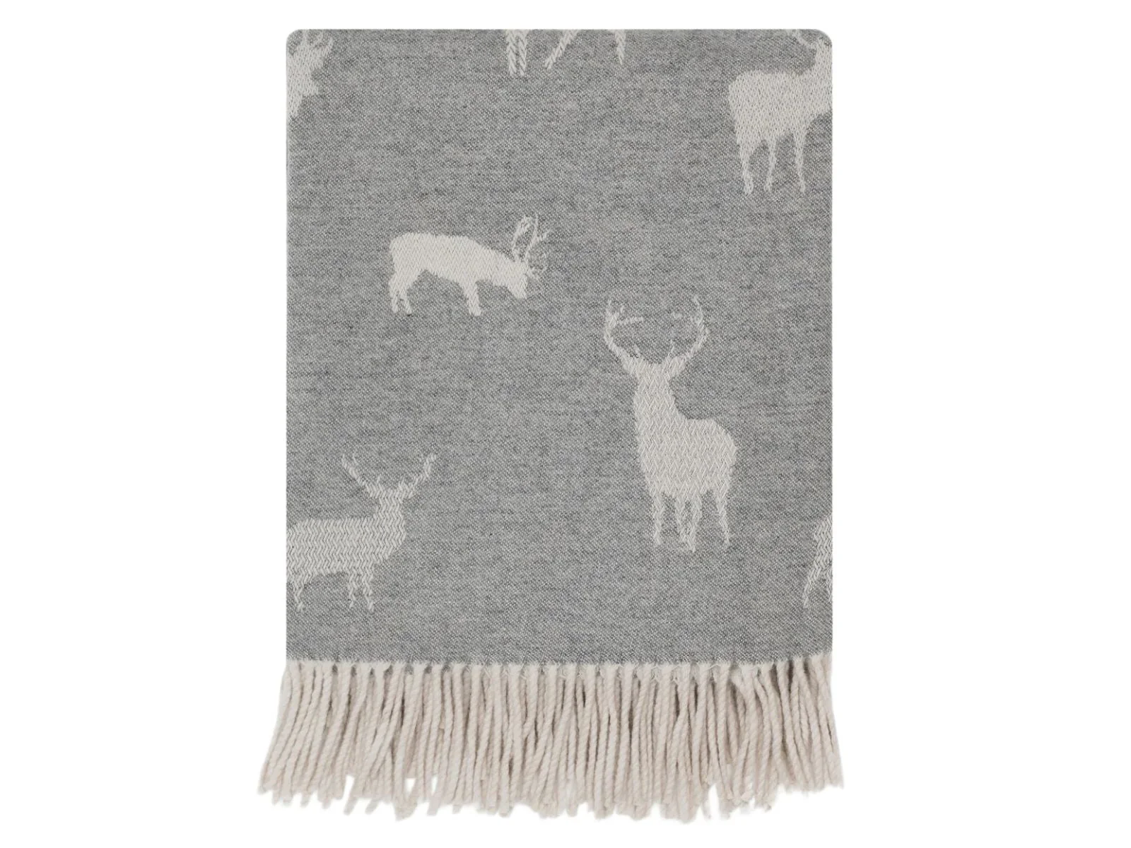 Stag Merino Lambswool Throw - Grey