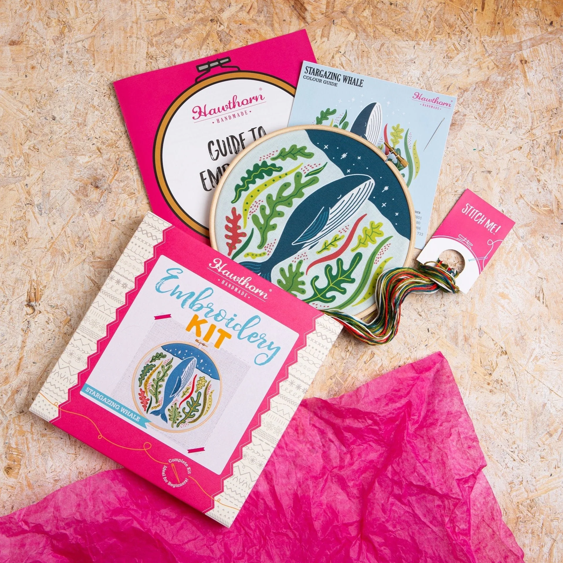 'Stargazing Whale' Ocean Embroidery Kit for Beginners - Image 3