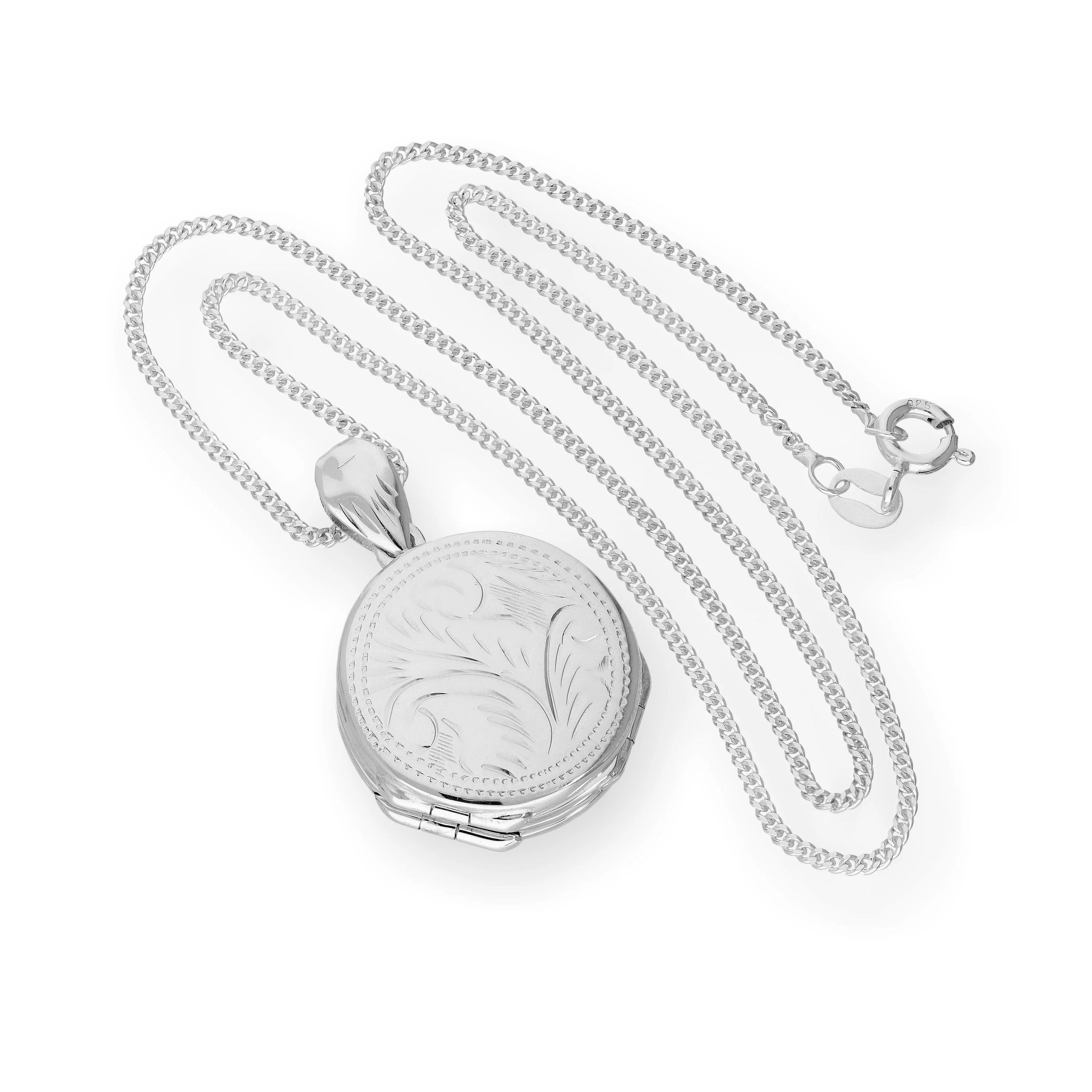 Sterling Silver 4 Photo Engraved Round Family Locket on Chain 16 - 22 Inches - Image 3