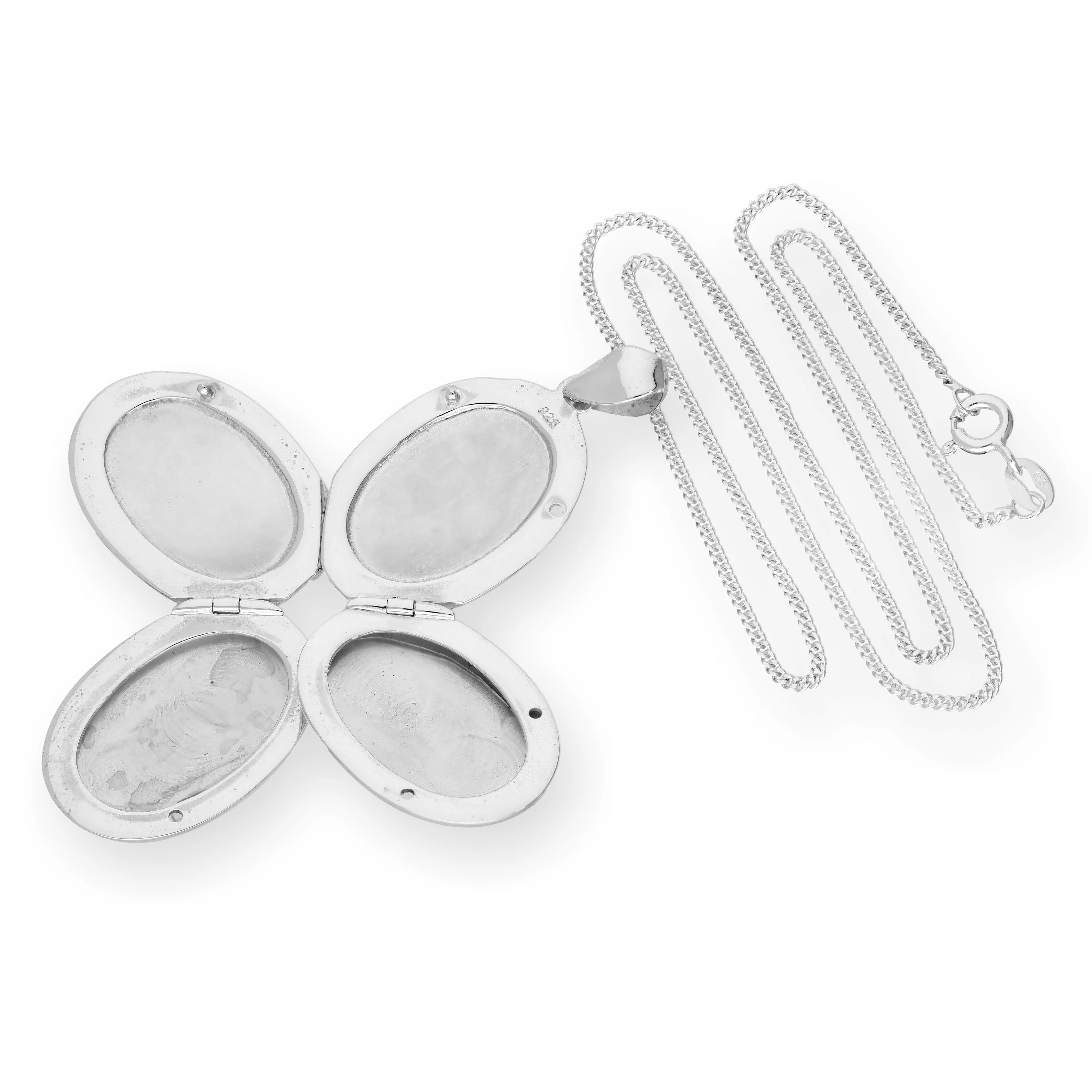 Sterling Silver 4 Photo Oval Family Locket on Chain 16 - 24 Inches - Image 2