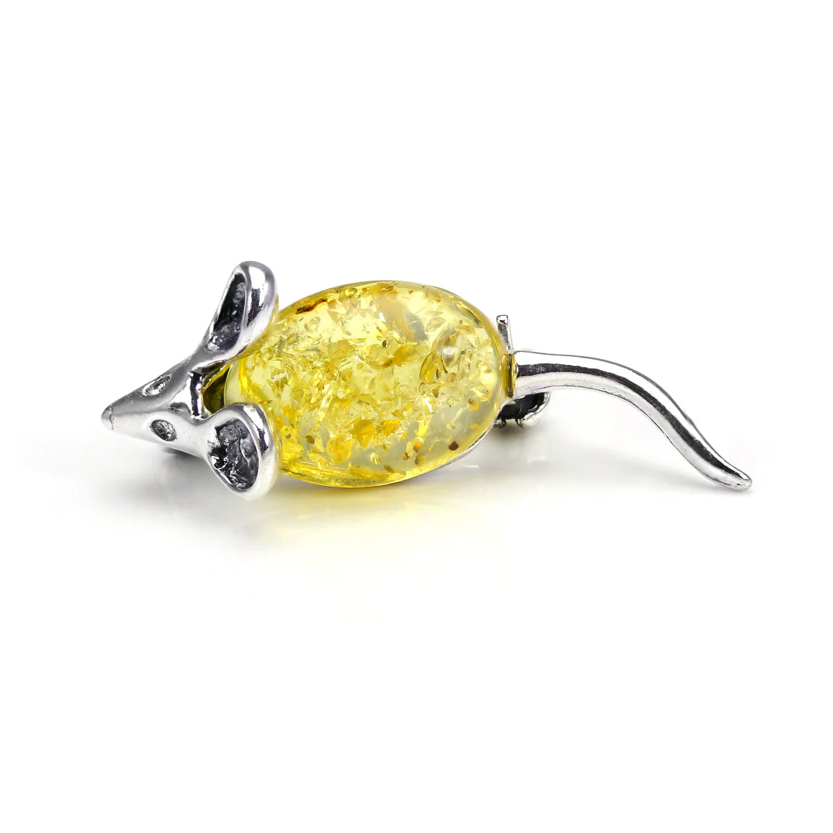 Sterling Silver & Baltic Amber Mouse Brooches - 3 Colours - Image 2