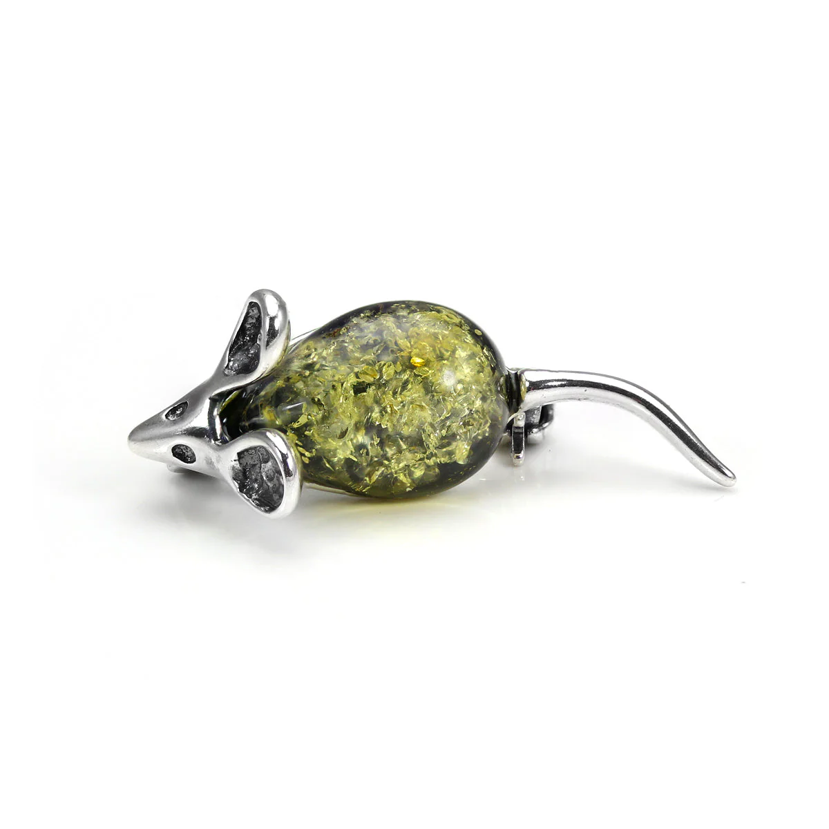 Sterling Silver & Baltic Amber Mouse Brooches - 3 Colours - Image 3