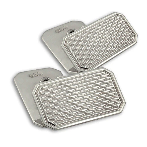 Sterling Silver Engine Turned Cufflinks - Image 4
