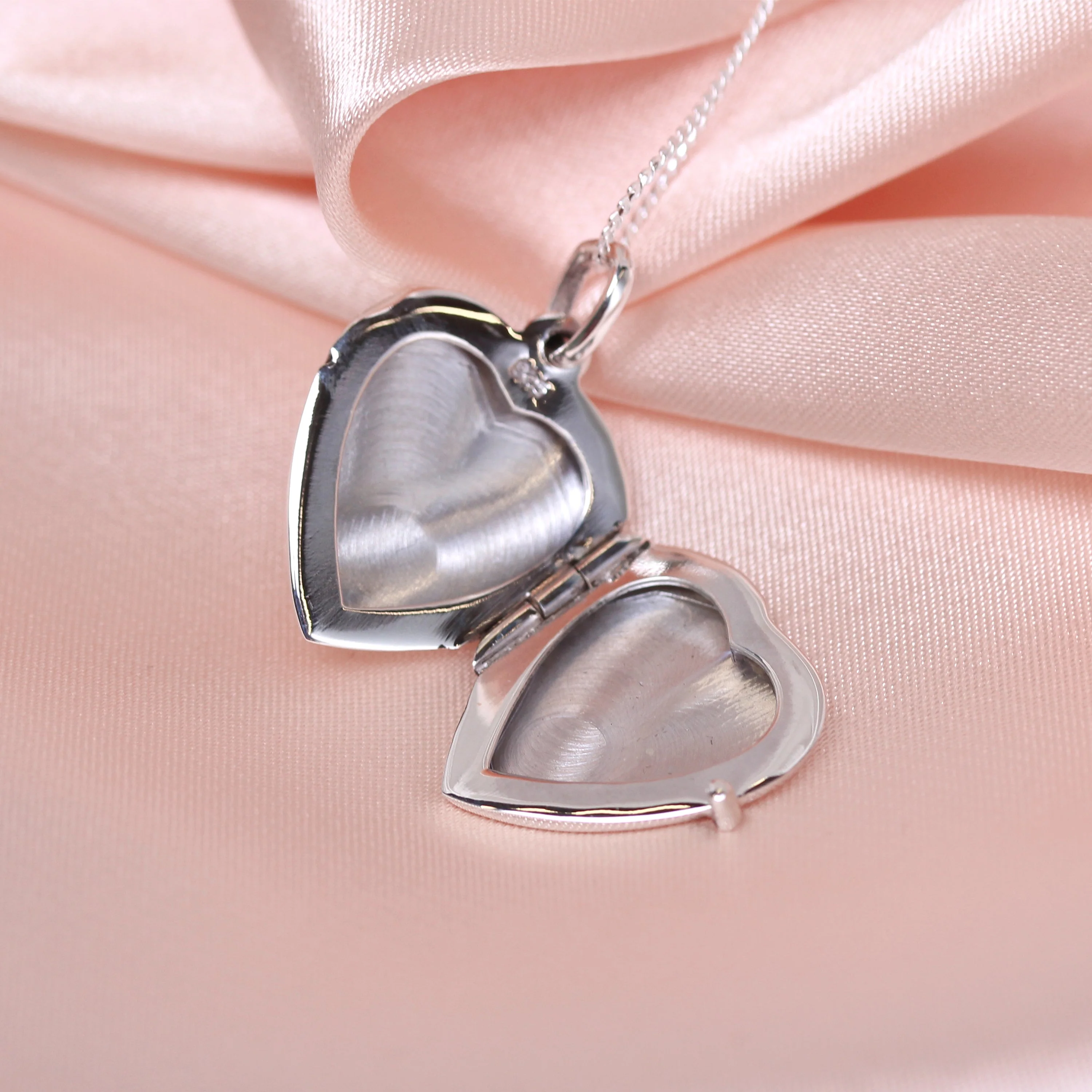 Sterling Silver Engravable Heart Locket on Chain 16 - 22 Inches - Image 4