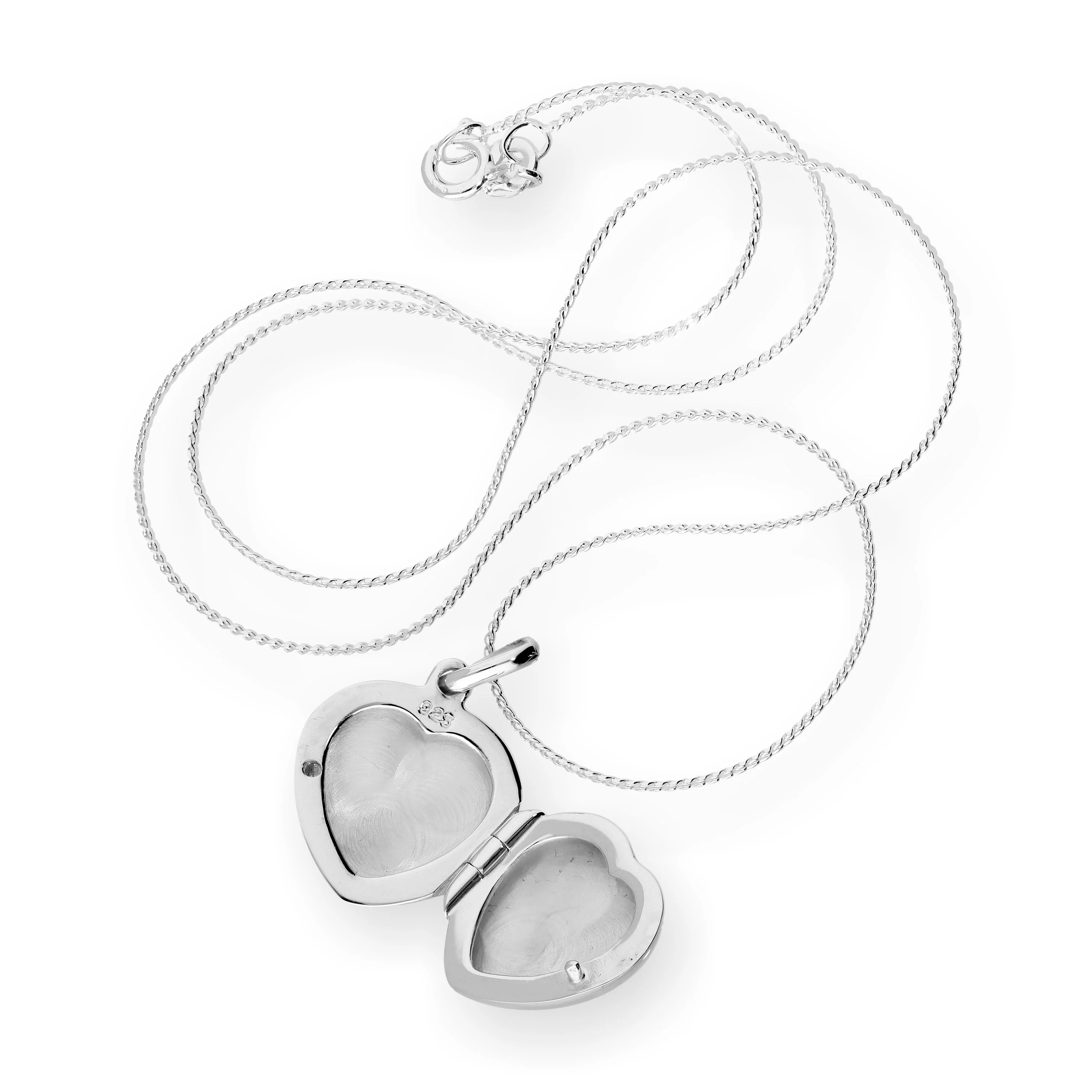 Sterling Silver Engravable Heart Locket on Chain 16 - 22 Inches - Image 3