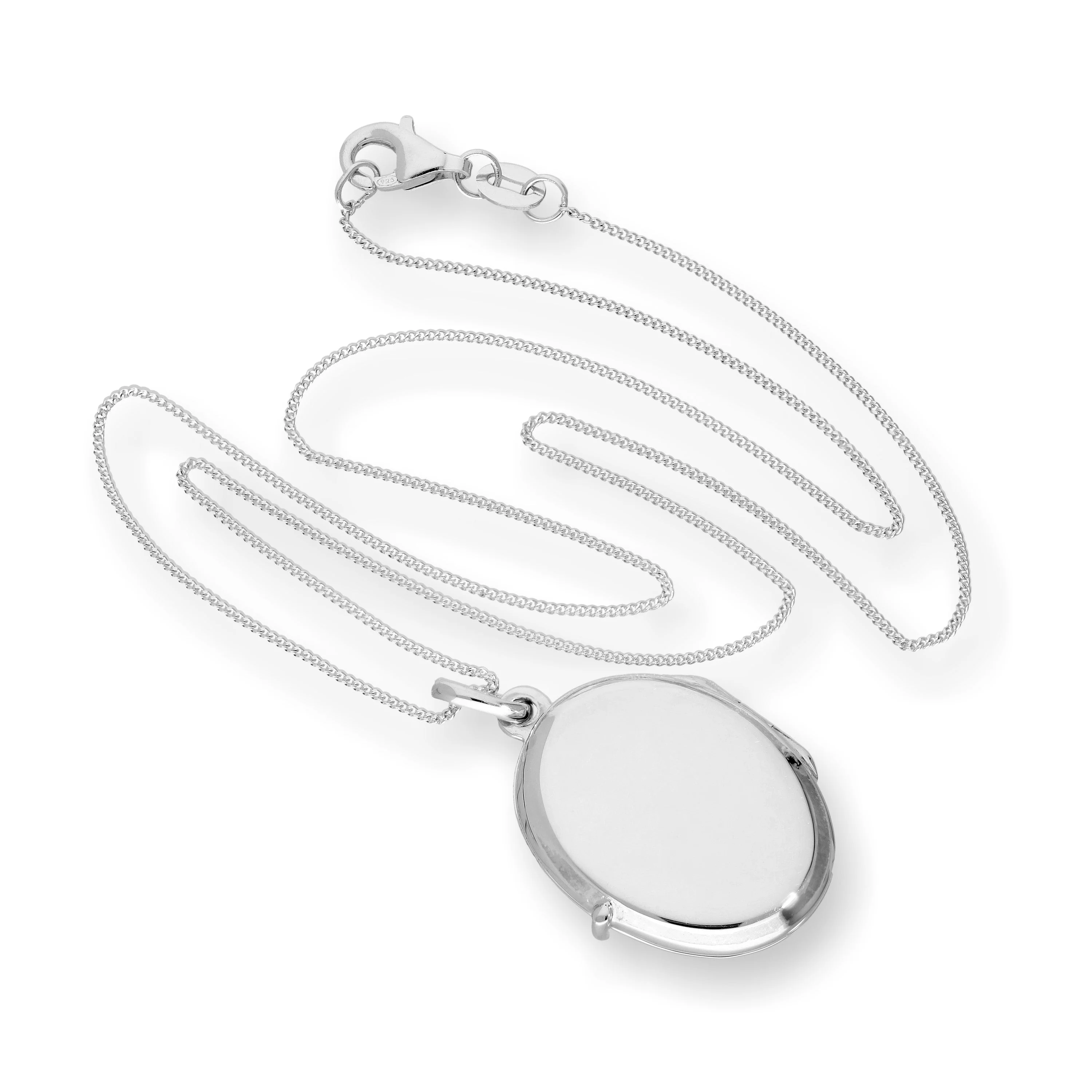 Sterling Silver Engravable Oval Locket 16 - 22 Inches - Image 3