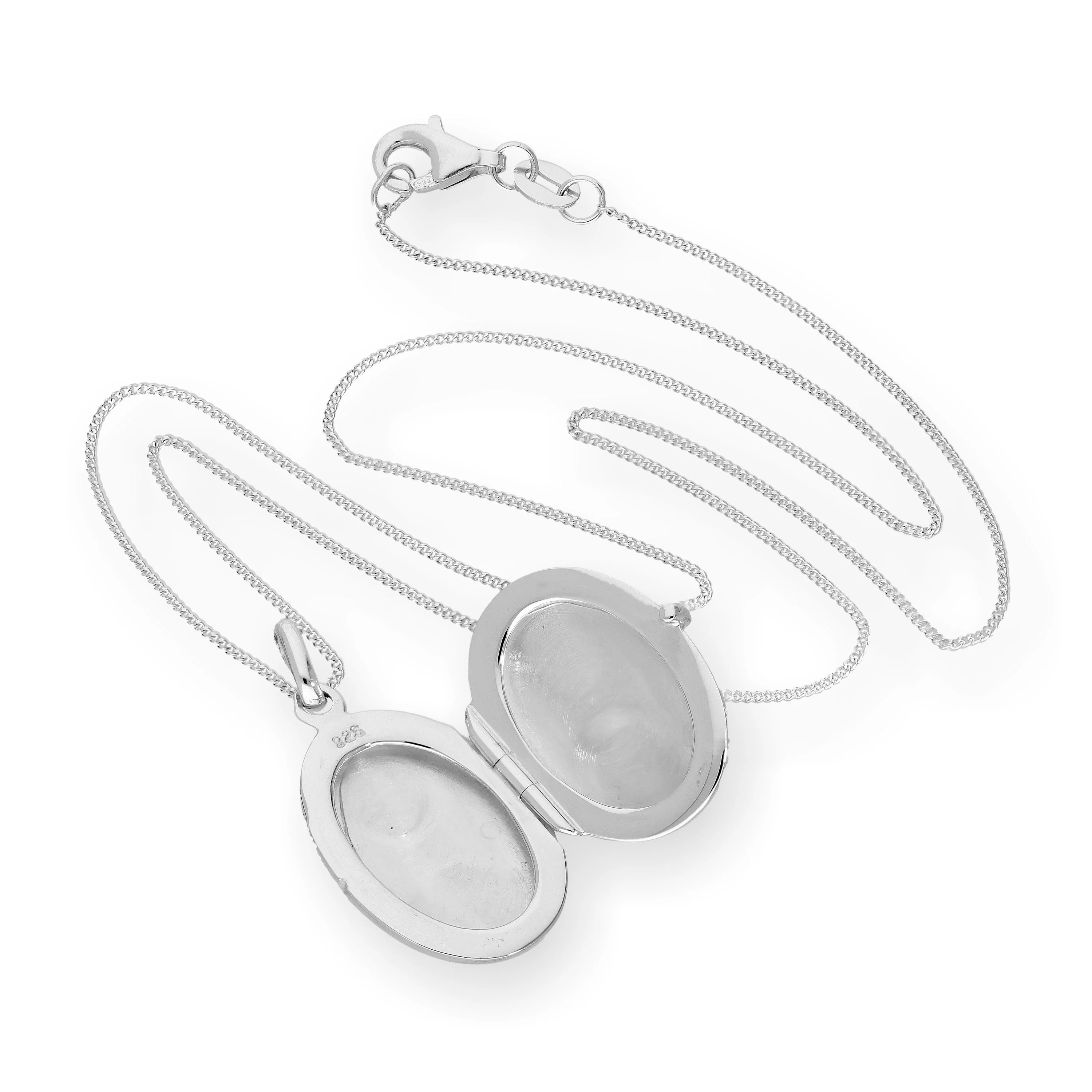 Sterling Silver Engravable Oval Locket on Chain 16 - 22 Inches - Image 3