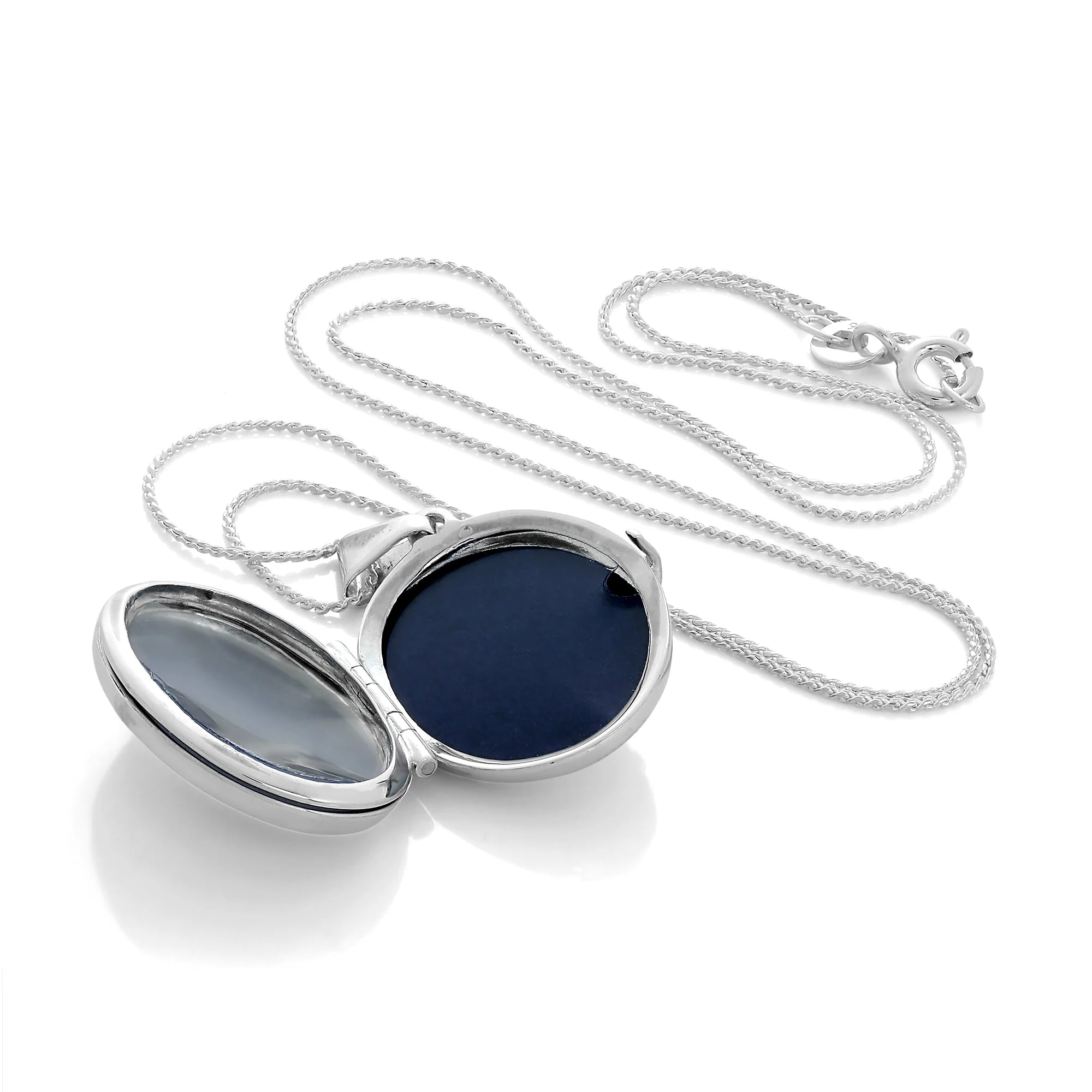 Sterling Silver Engraved Oval 4 Photo Family Locket on Chain - Image 2