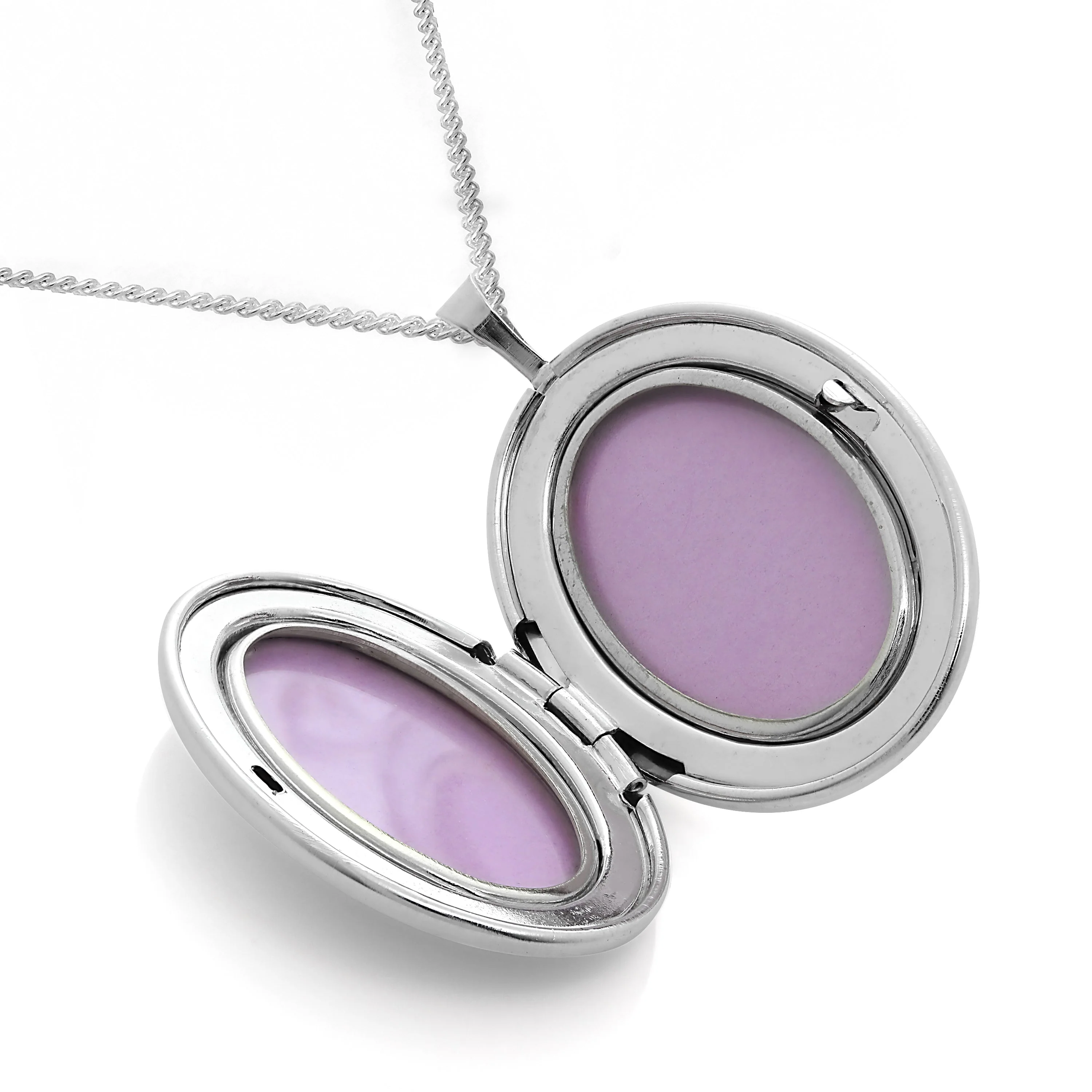 Sterling Silver Engraved Tree of Life Oval Locket on Chain - Image 2