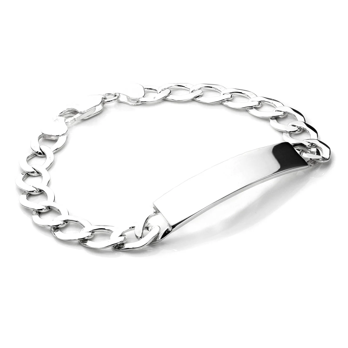 Sterling Silver Open Curb Identity ID Bracelet - Image 5
