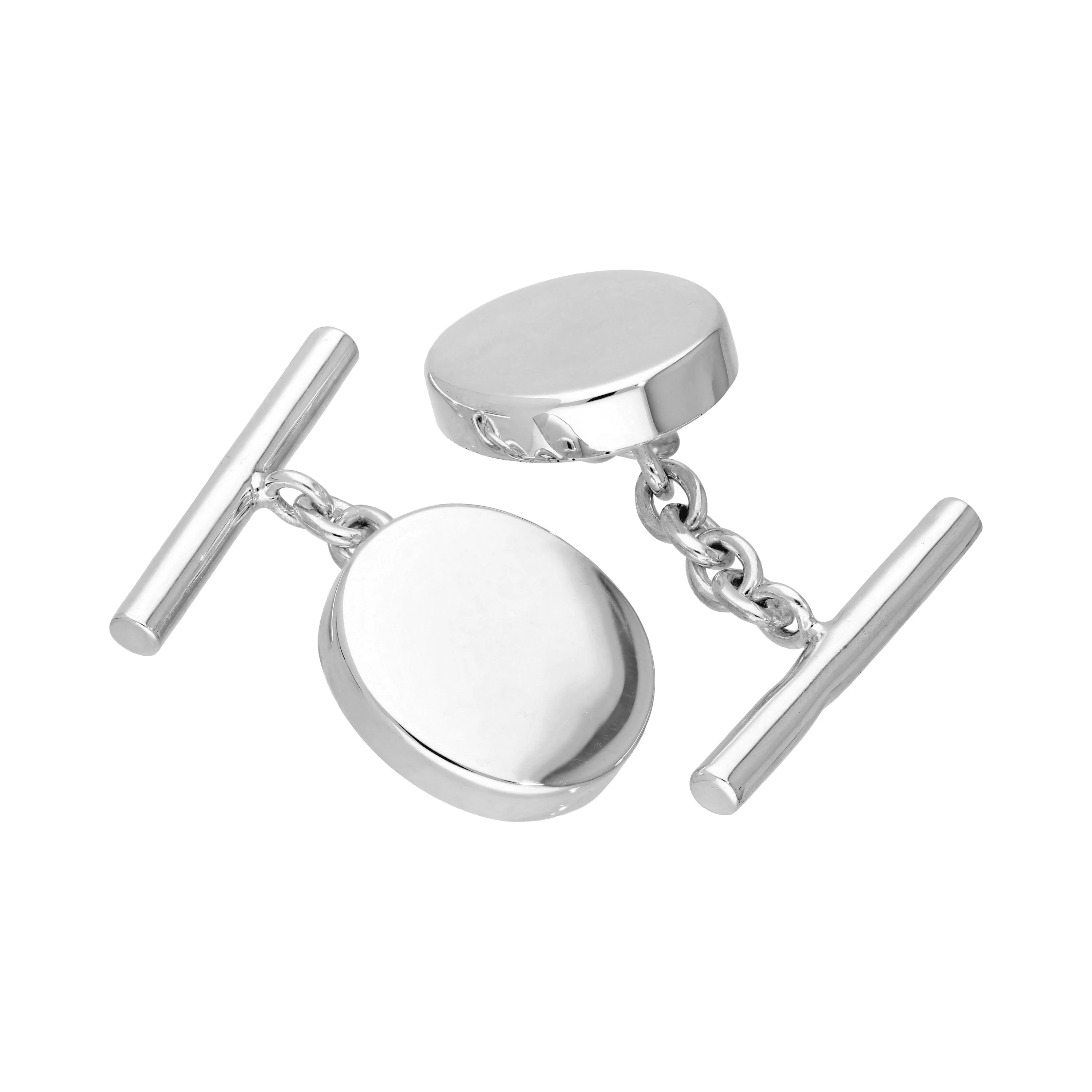 Sterling Silver Oval Chain Link Cufflinks - Image 3