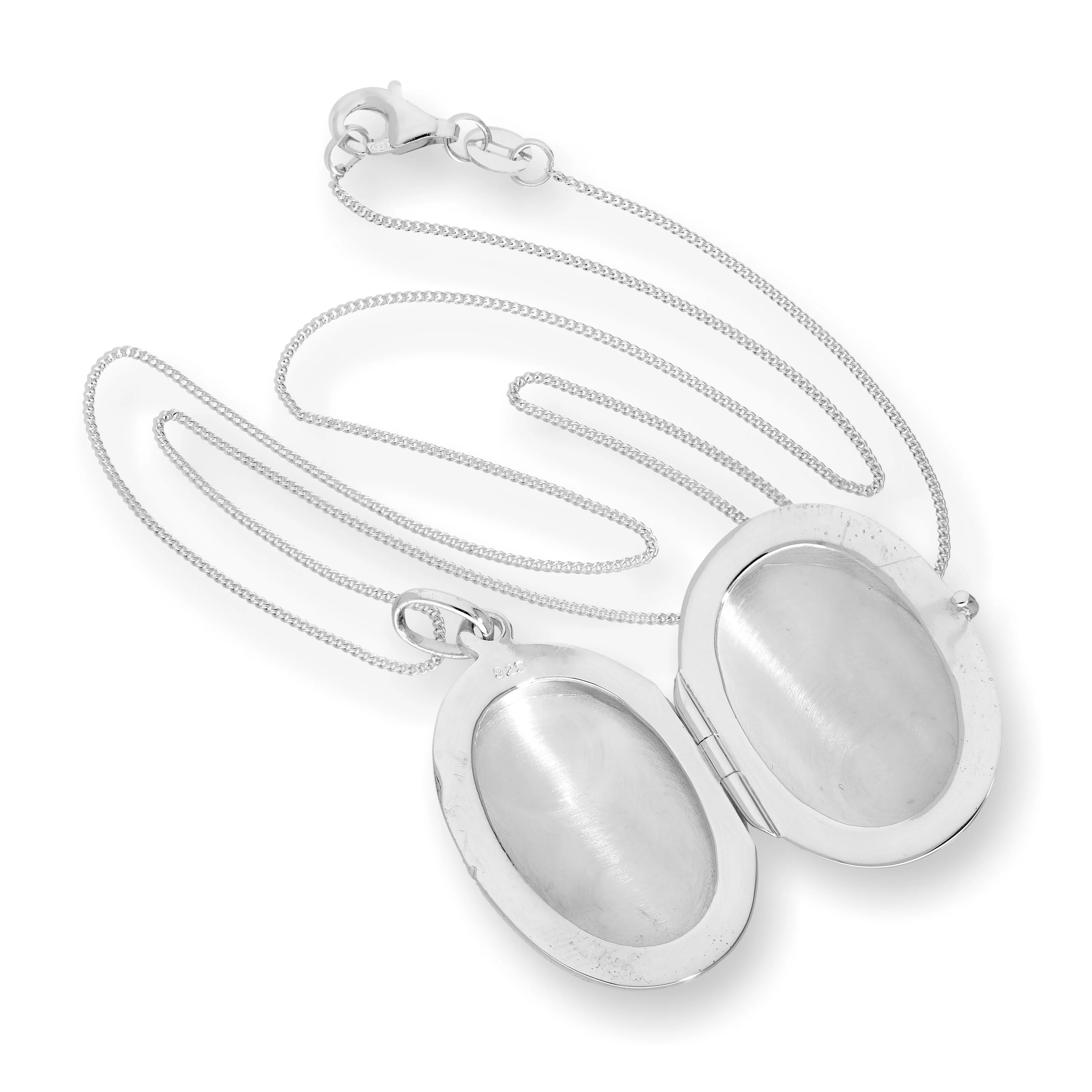 Sterling Silver Oval Engravable Locket 16 - 22 Inches - Image 3