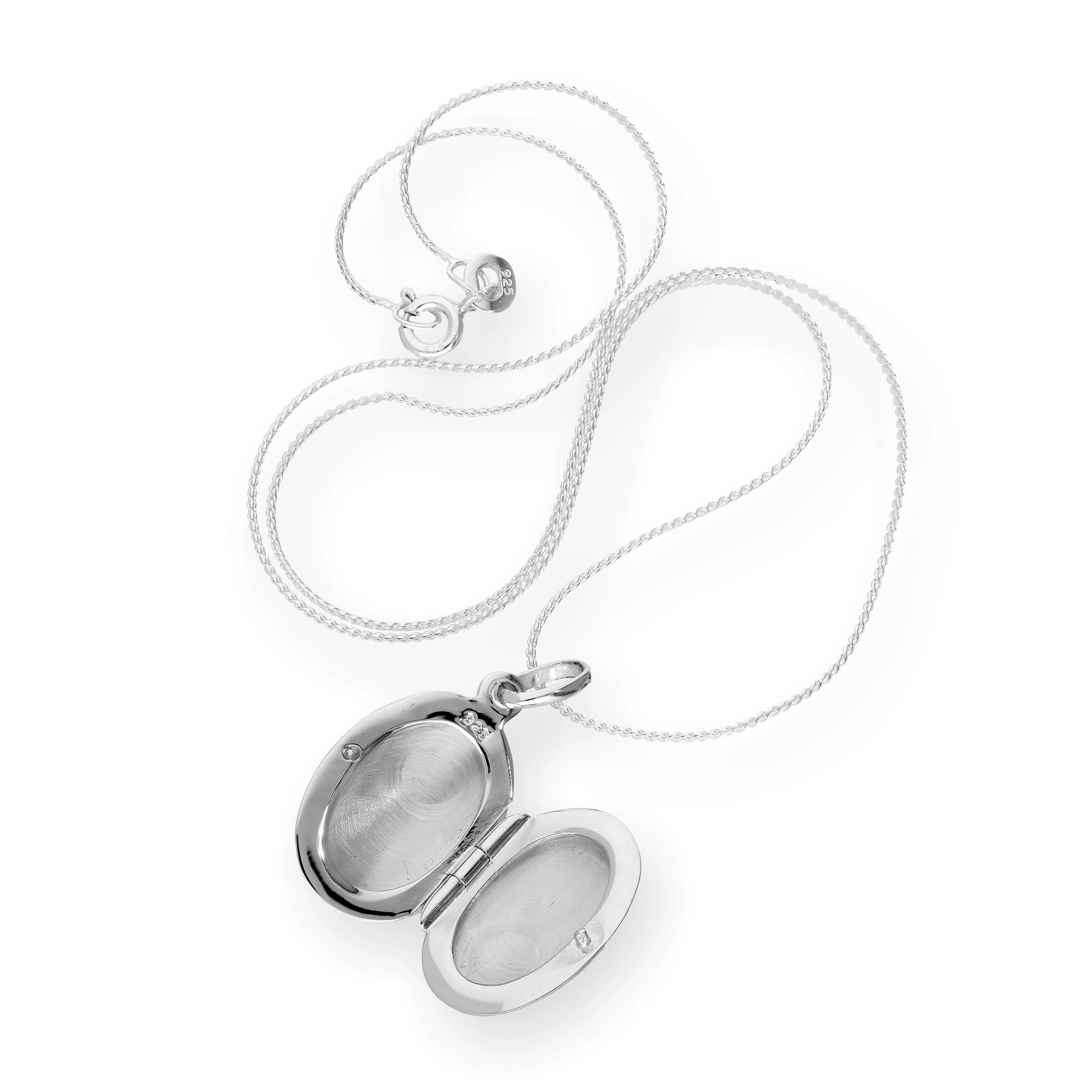 Sterling Silver Oval Engravable Locket on Chain 16 - 22 Inches - Image 3