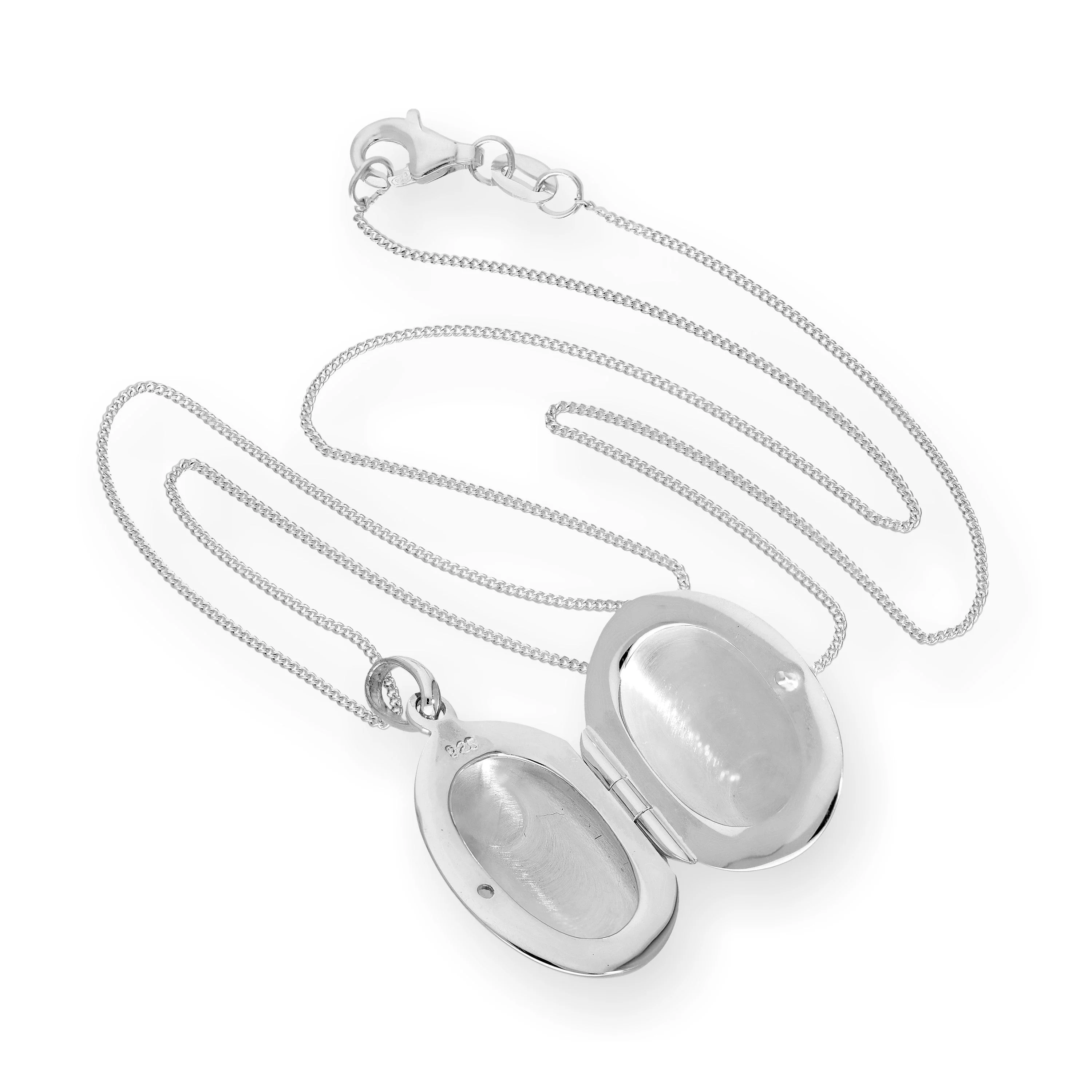 Sterling Silver Oval Engraved Locket on Chain 16 - 22 Inches - Image 3