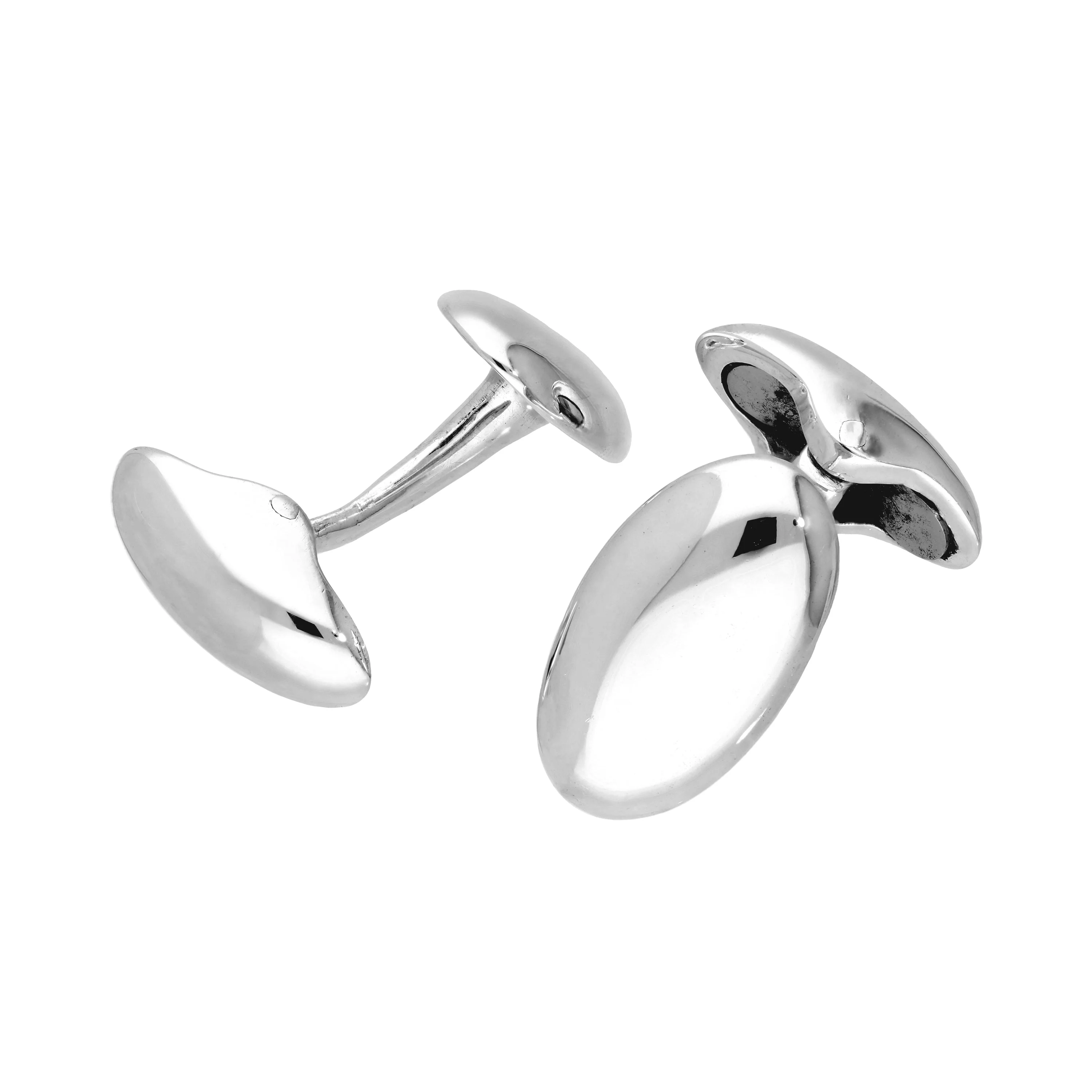 Sterling Silver Oval Swivelback Cufflinks - Image 2