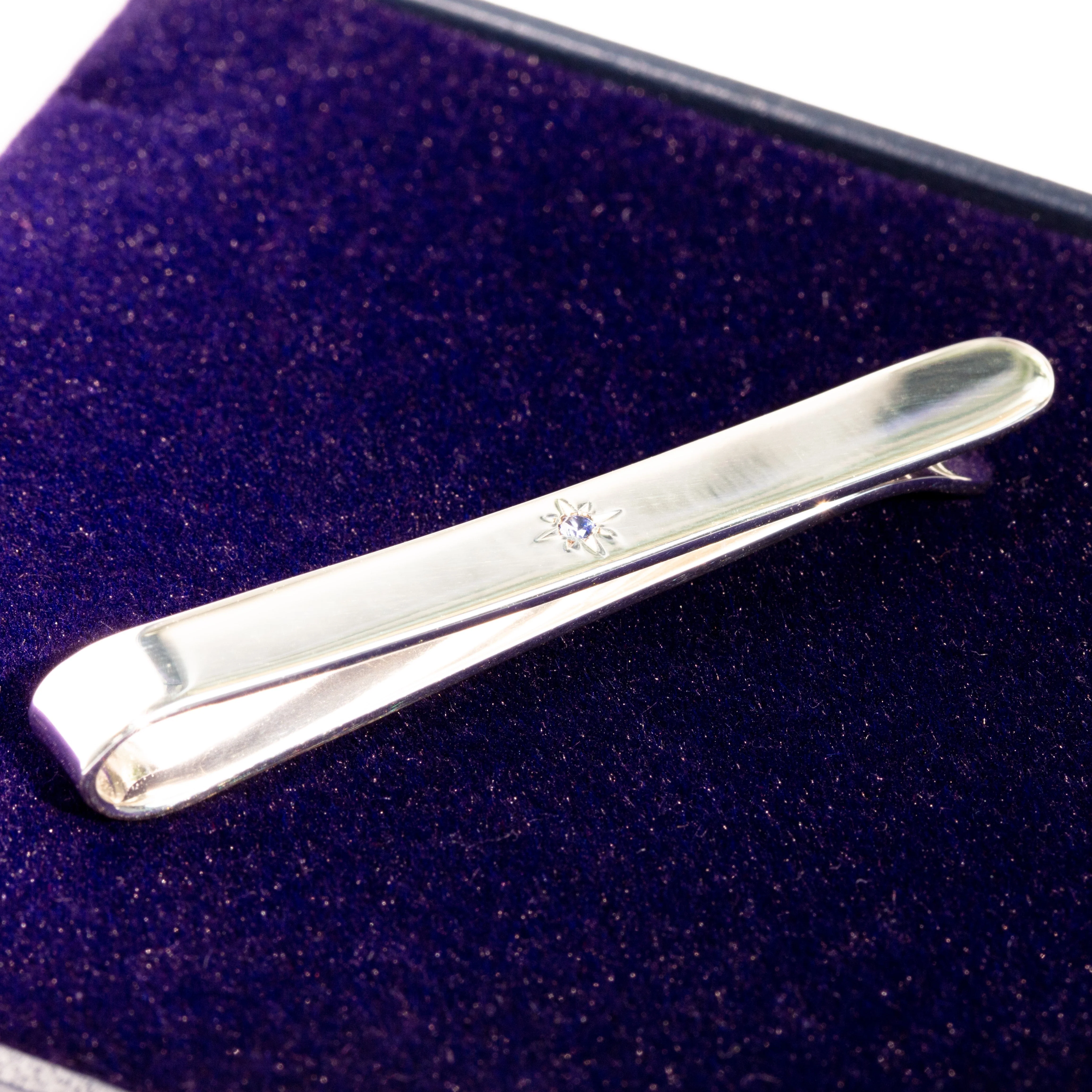 Sterling Silver & Sapphire Gemstone Tie Slide - Image 3