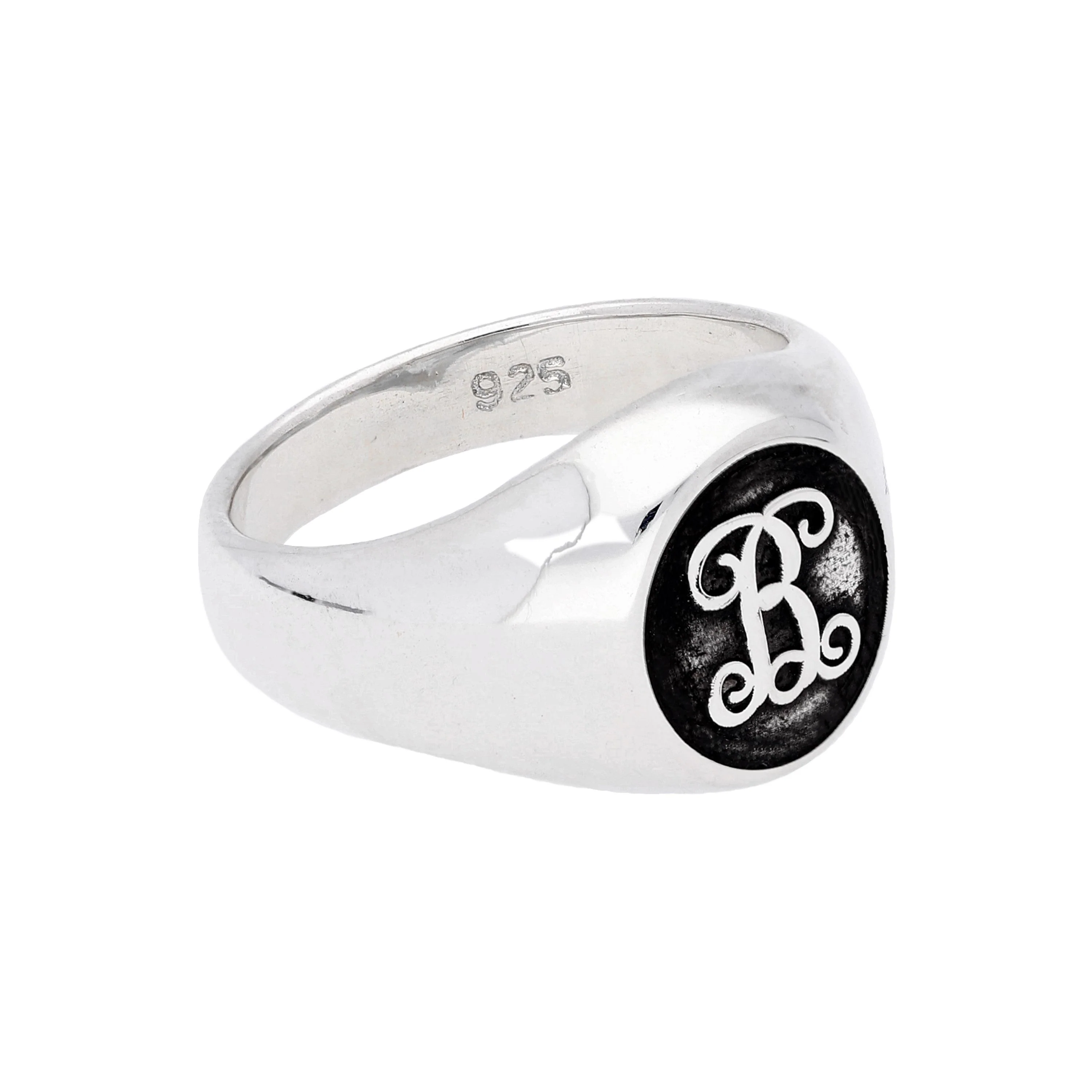 Sterling Silver Script Initial Signet Ring Size J - Z+1 - Image 2