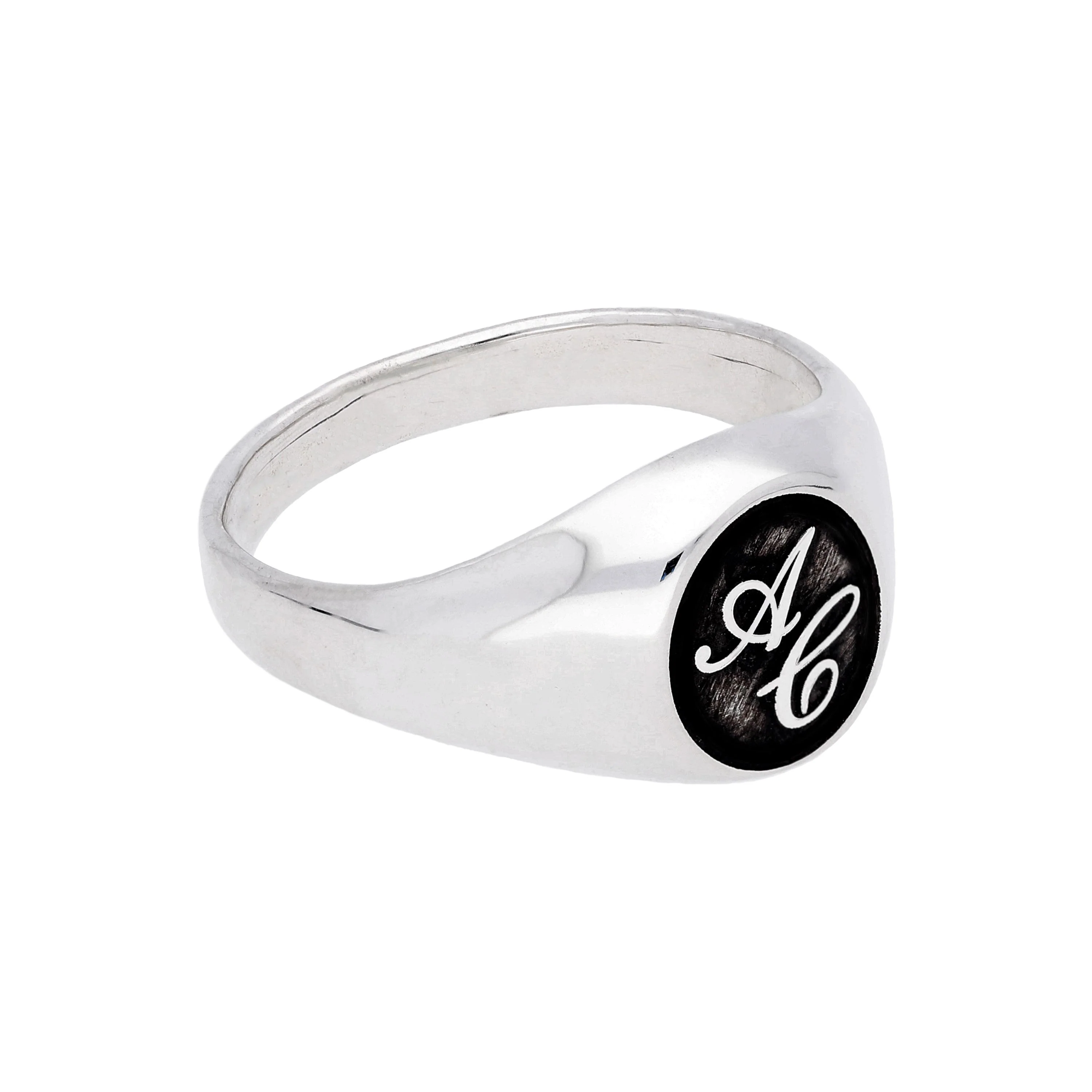 Sterling Silver Script Monogram Signet Ring Size J-Z+1