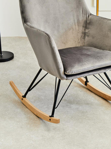 Stockholm Grey Velvet Rocking Chair - Image 7