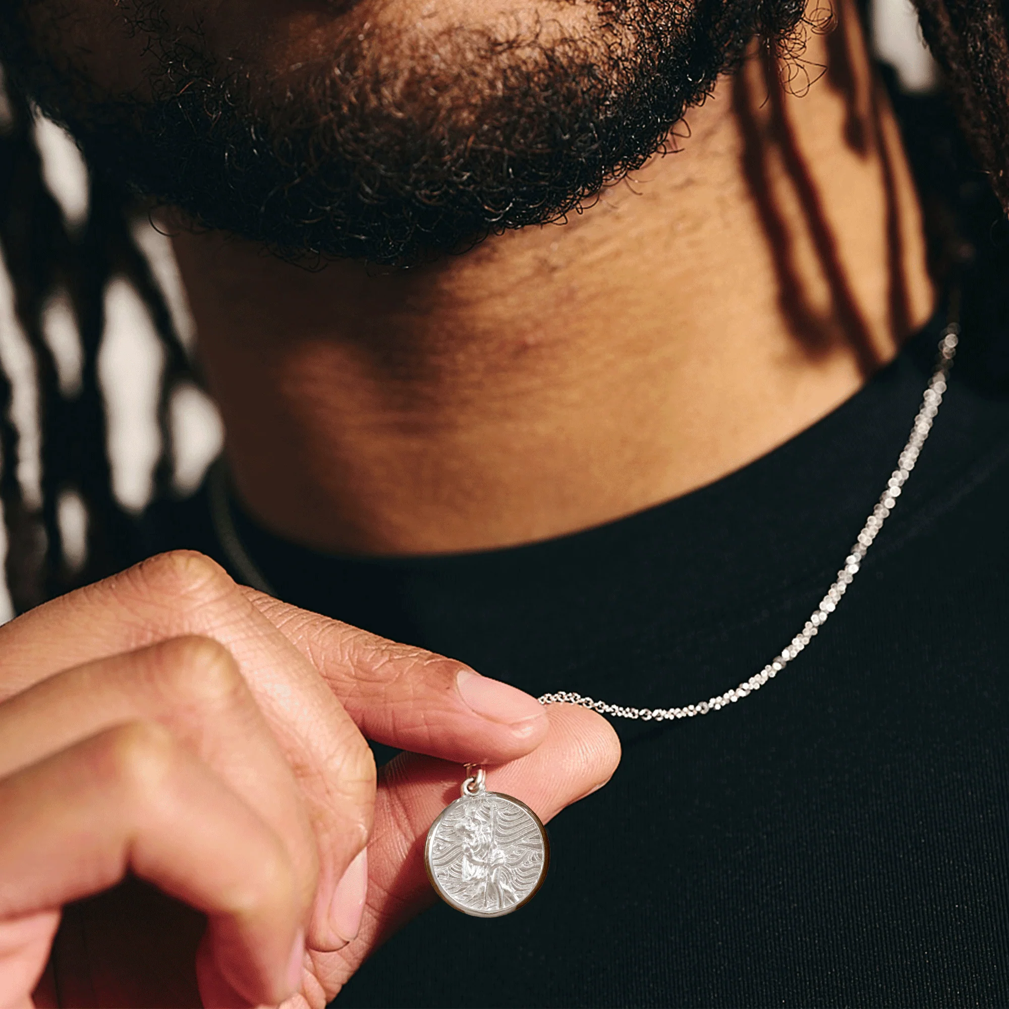 Storm Guardian Small Silver St Christopher Necklace - Image 2