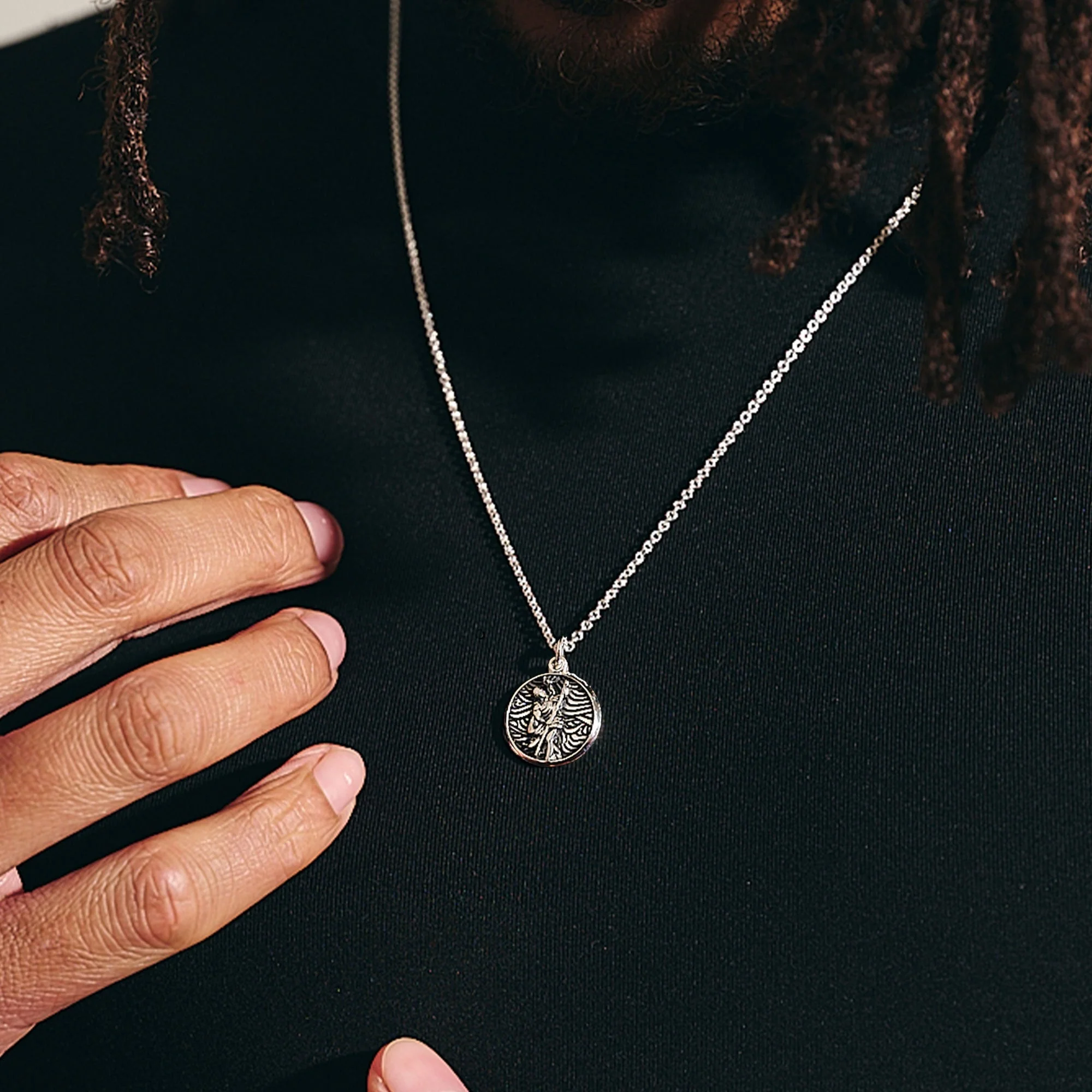 Storm Guardian Small Silver St Christopher Necklace - Image 3