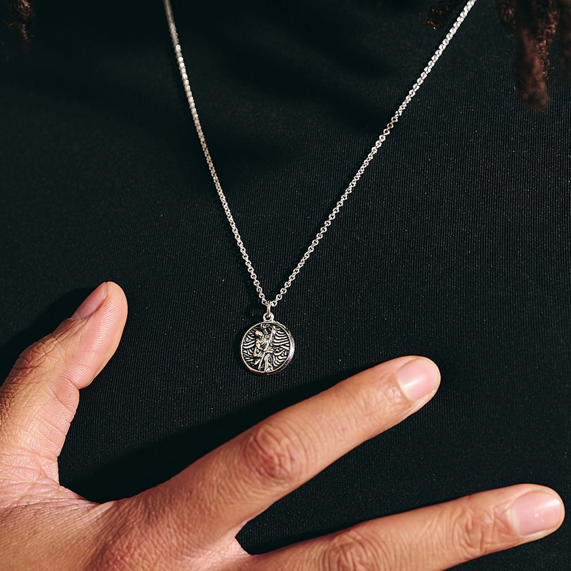 Storm Guardian Small Silver St Christopher Necklace - Image 6