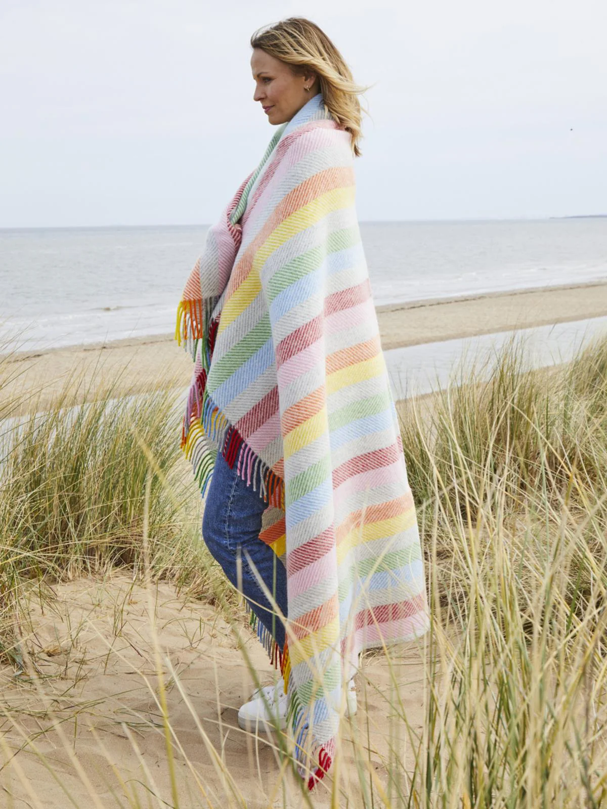 Stripe Pure New Wool Throw - Rainbow Grey - Image 6