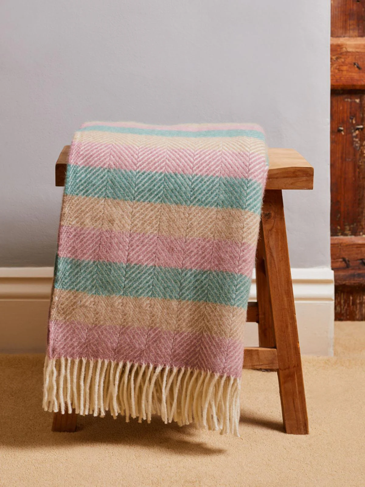 Stripe Pure New Wool Throw - Summer Breeze - Image 2