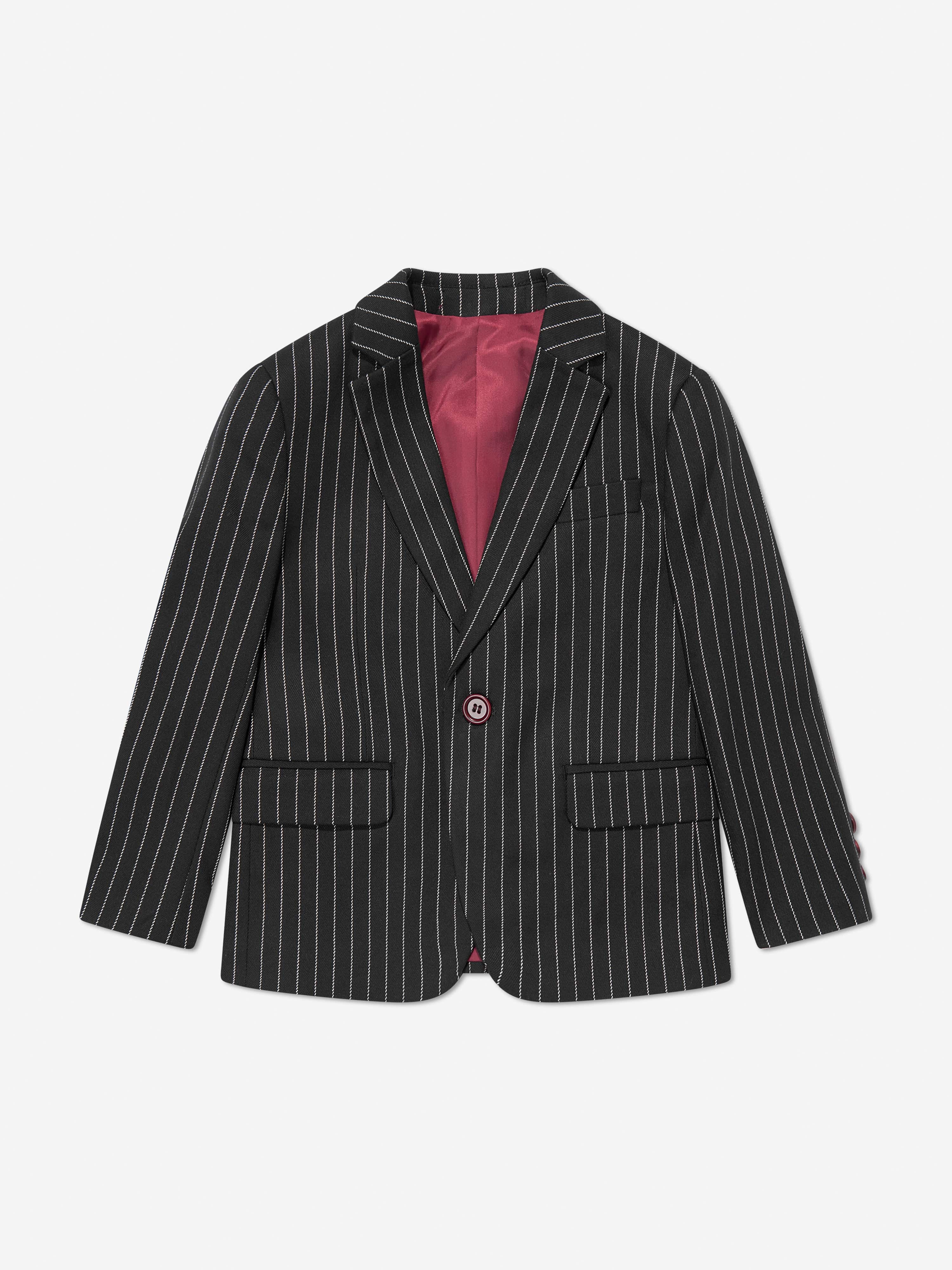 SUITLAB London Boys Striped 3 Piece Suit Set in Black - Image 2