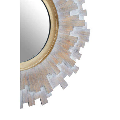 Sunburst Multilevel Wooden Wall Mirror - Image 4