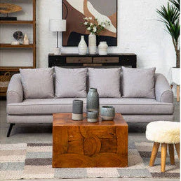 Brown Teak Wood Cuboid Coffee Table, Surak - Image 3