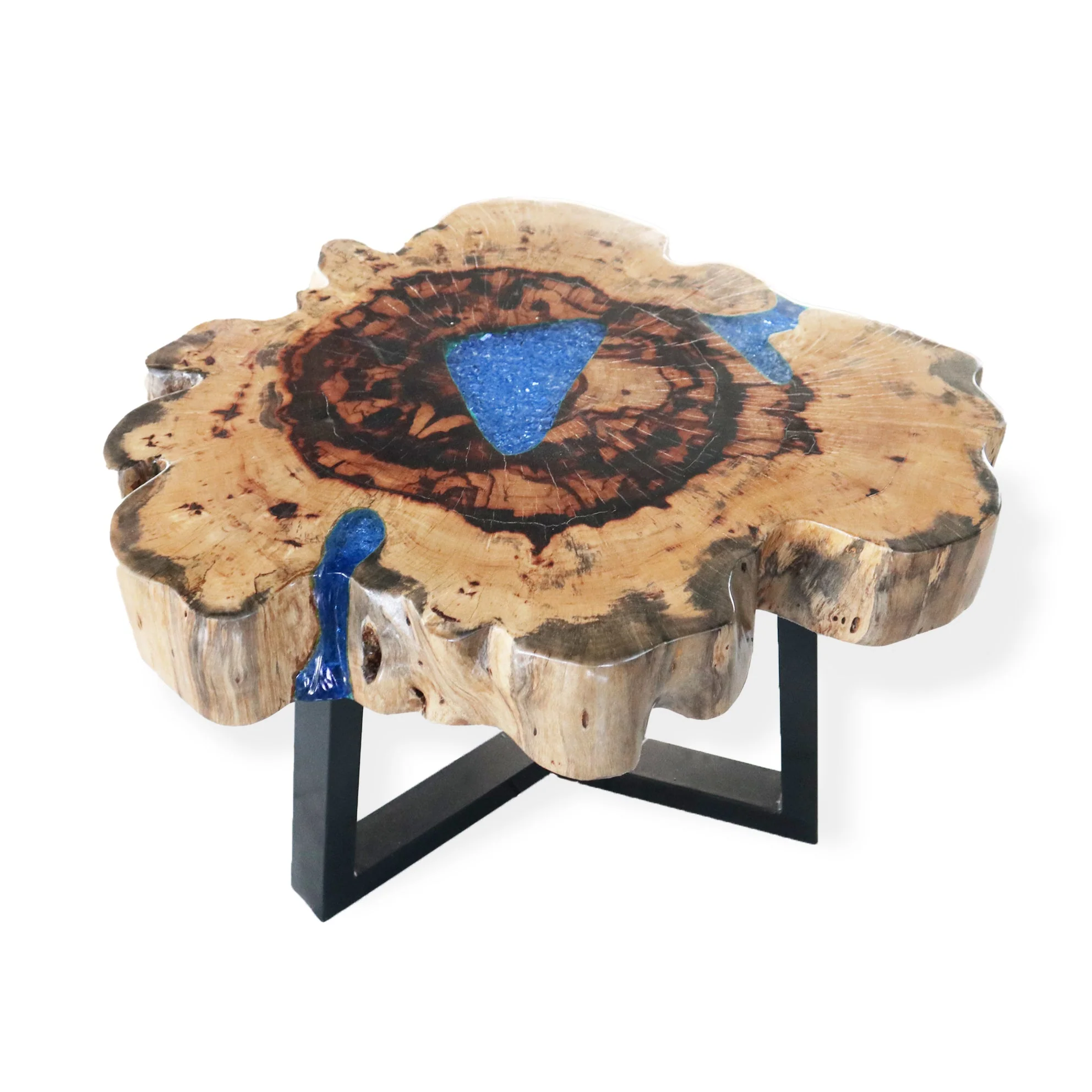 Tamarind and Resin Coffee Table - Sky Blue - Image 2