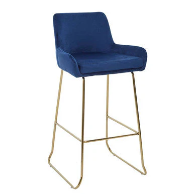 Tamzin Blue Velvet Bar Chair With Low Arms - Image 2