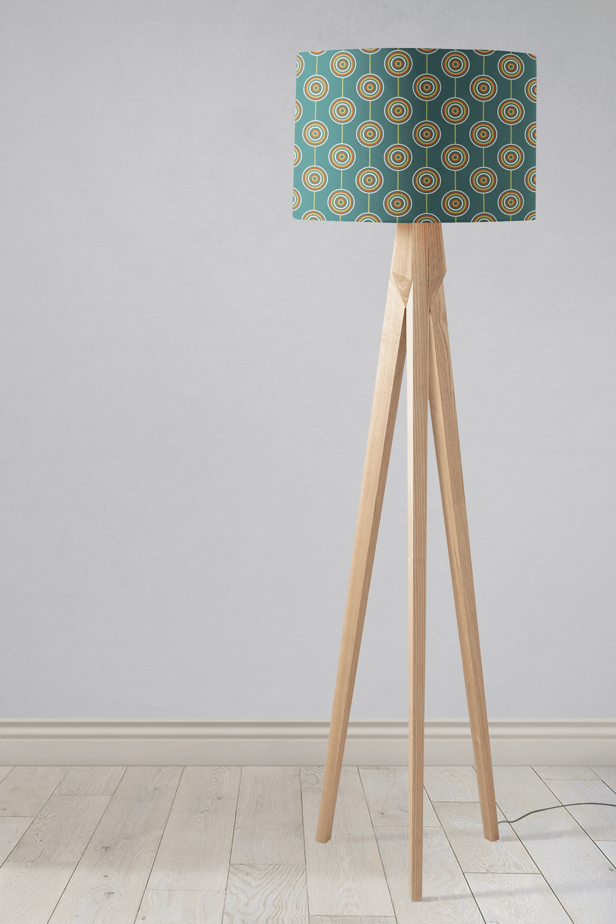 Teal Retro Circles Design Lampshade, Ceiling or Table Lamp Shade - Image 4
