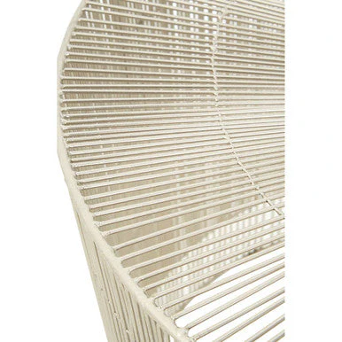 Silver Pewter-Finish Round Cage Side Table with Concentric Circle Design, Templar - Image 5