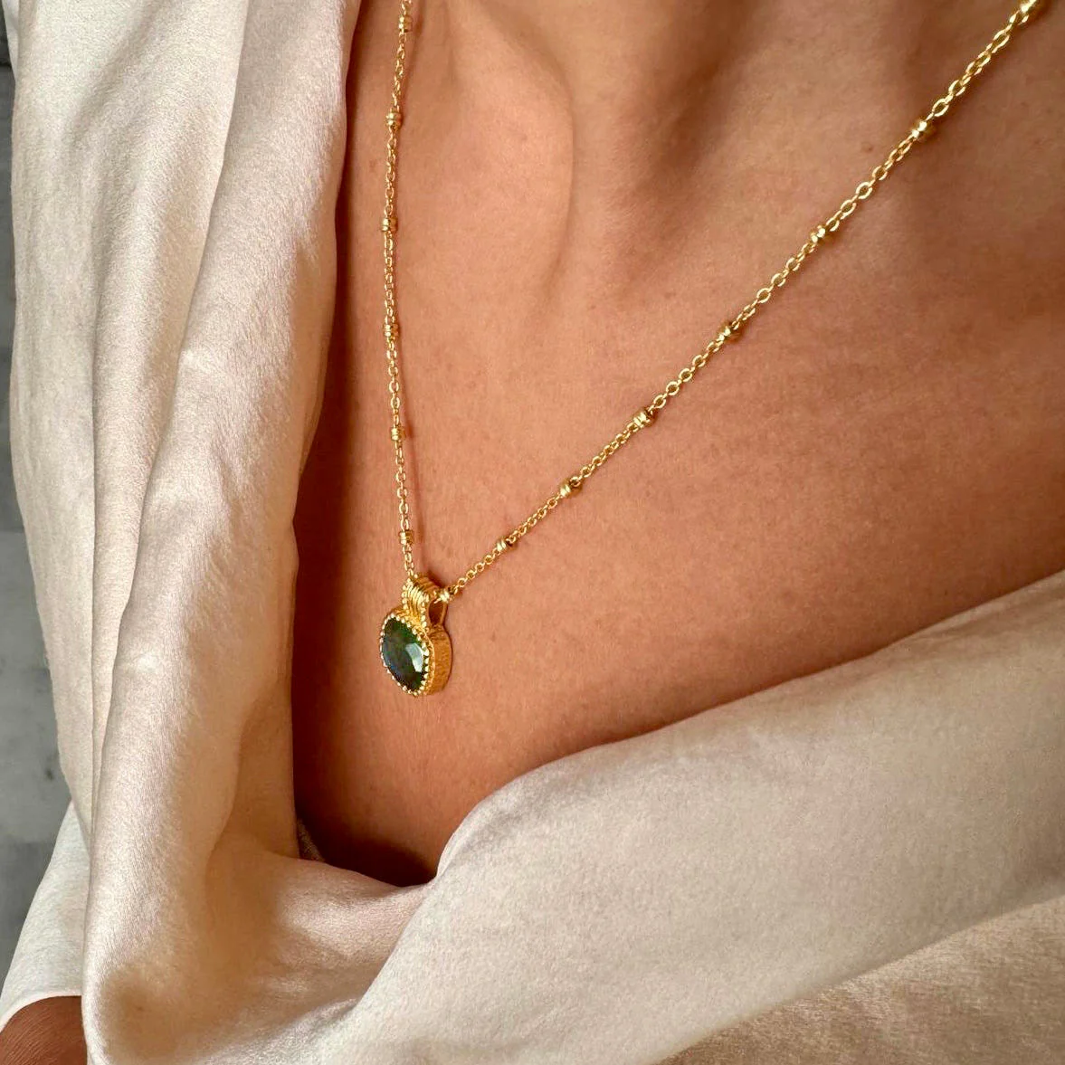Tetra Square Gemstone Pendant with Labradorite - Image 3