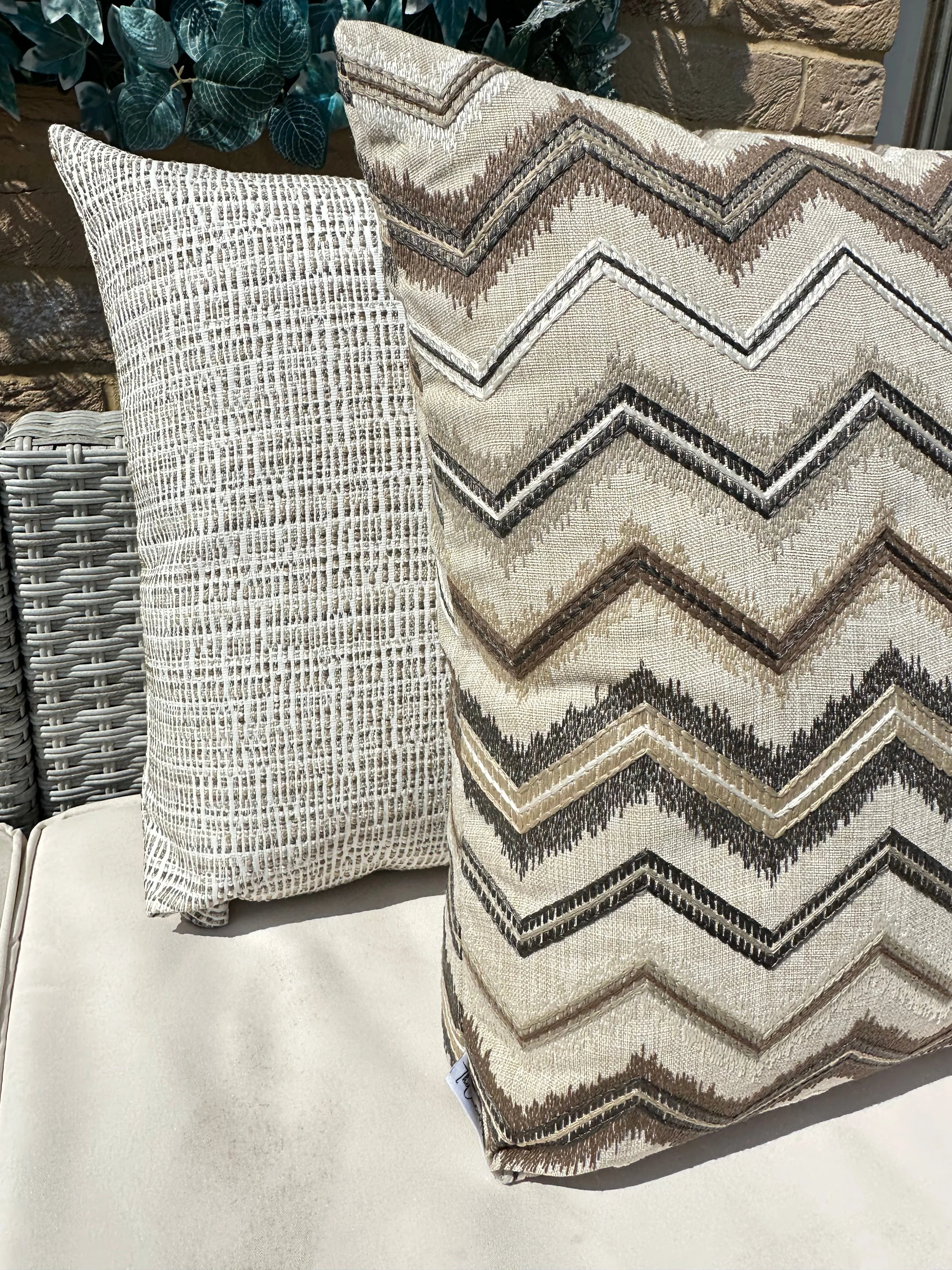 The Couture Cushion - The Outdoor Beige Jacquard - Style No. 146 - Image 2