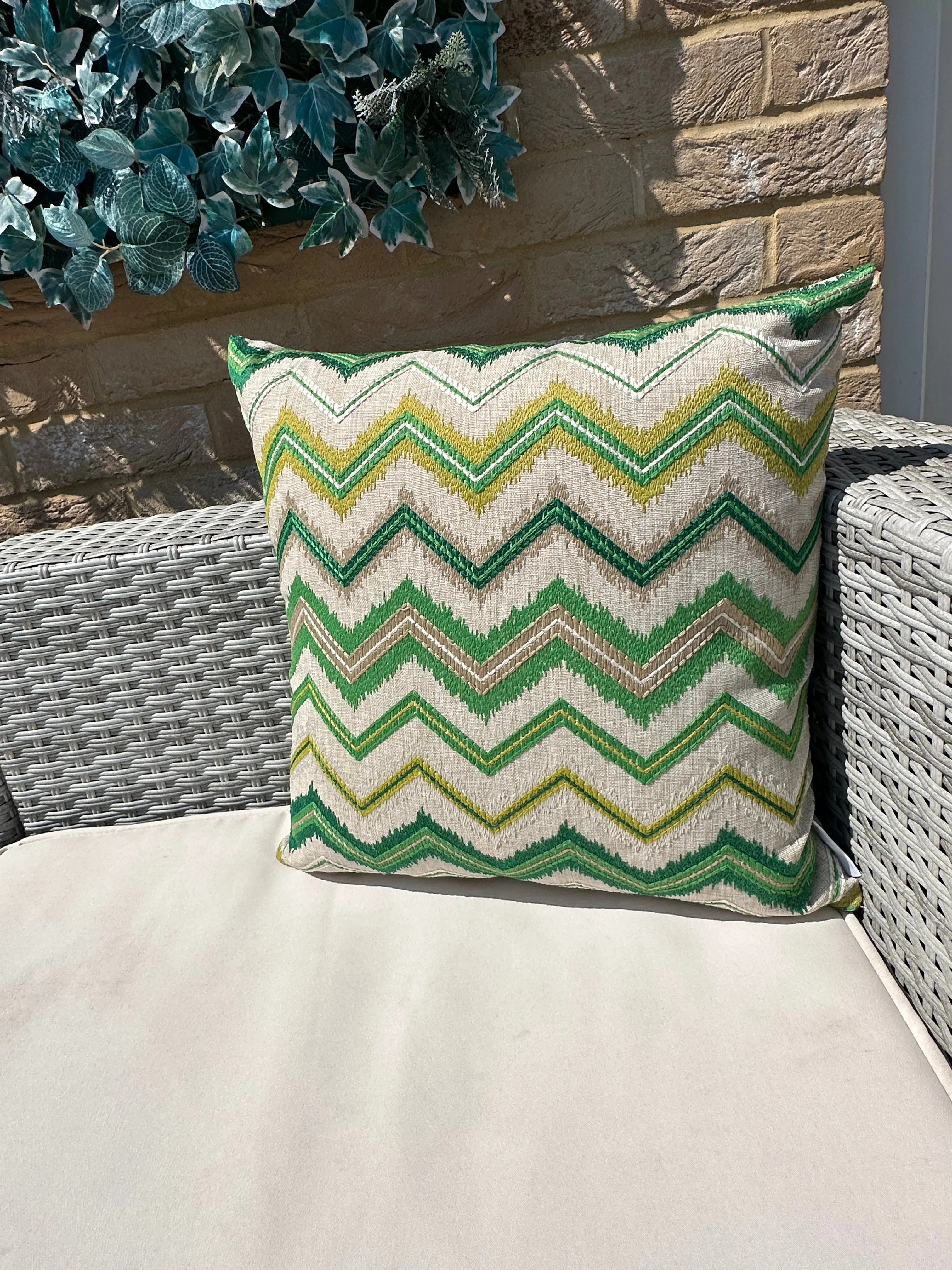 The Couture Cushion - The Outdoor Green Zig Zag - Style No. 139 - Image 2