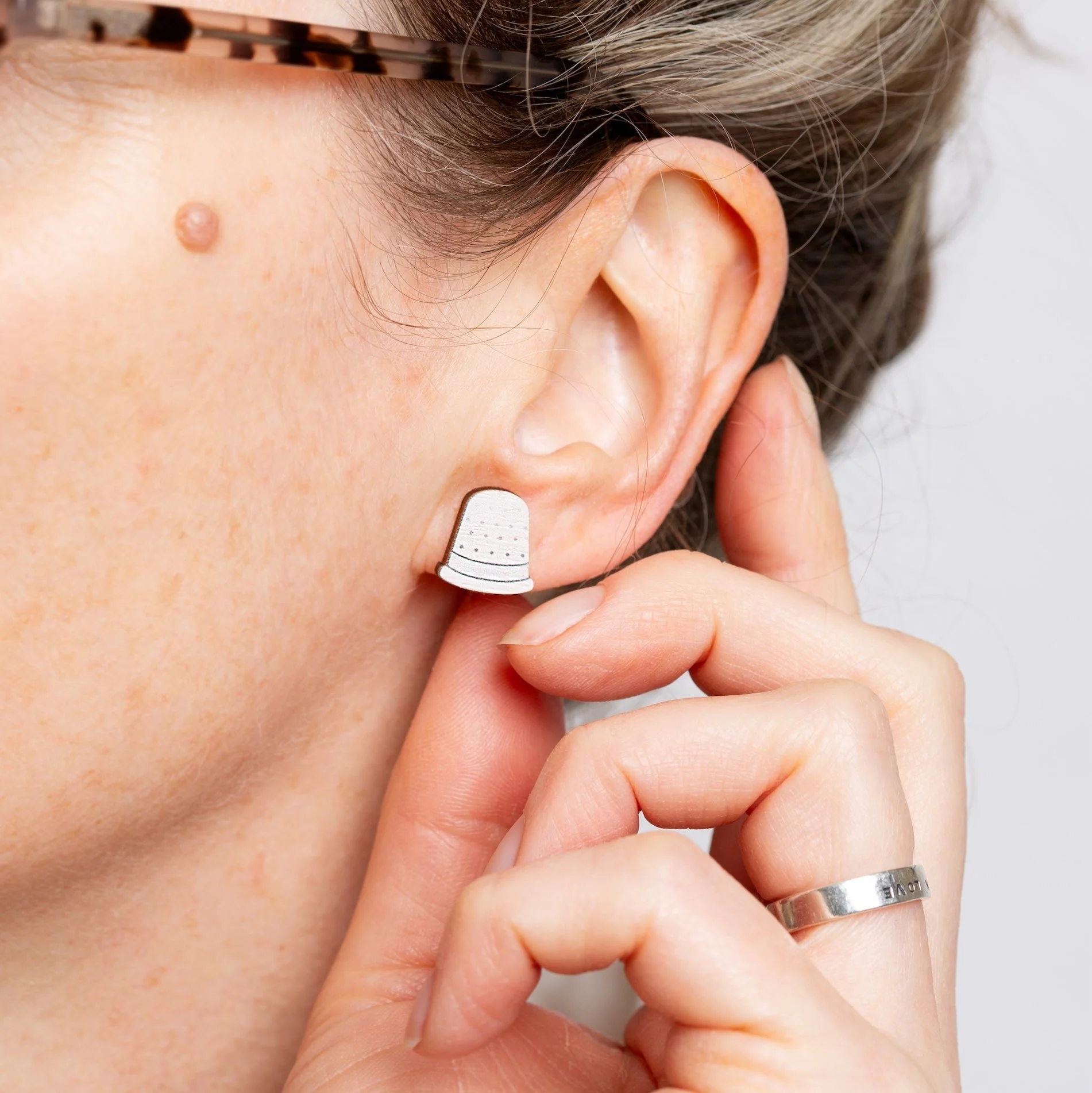Thimble Wooden Earrings  - Sewing Gift - Image 2