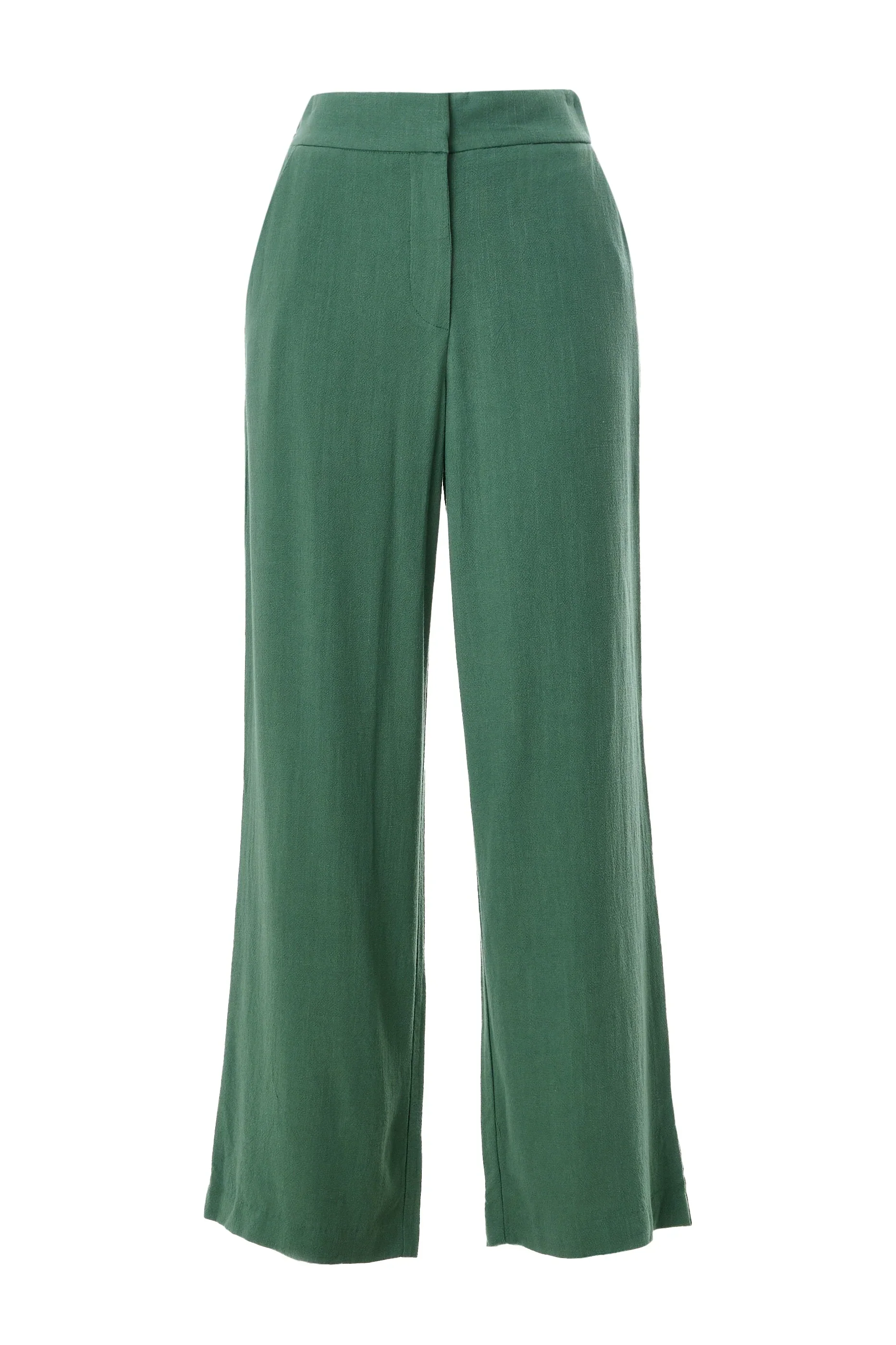 Tilde Linen Mix Wide Leg Trousers - Green - Image 6