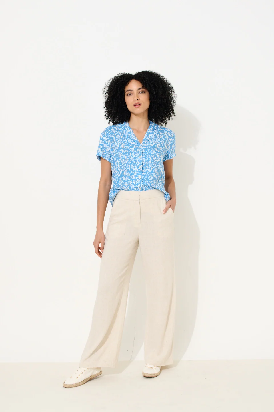 Tilde Linen Mix Wide Leg Trousers - Natural - Image 6